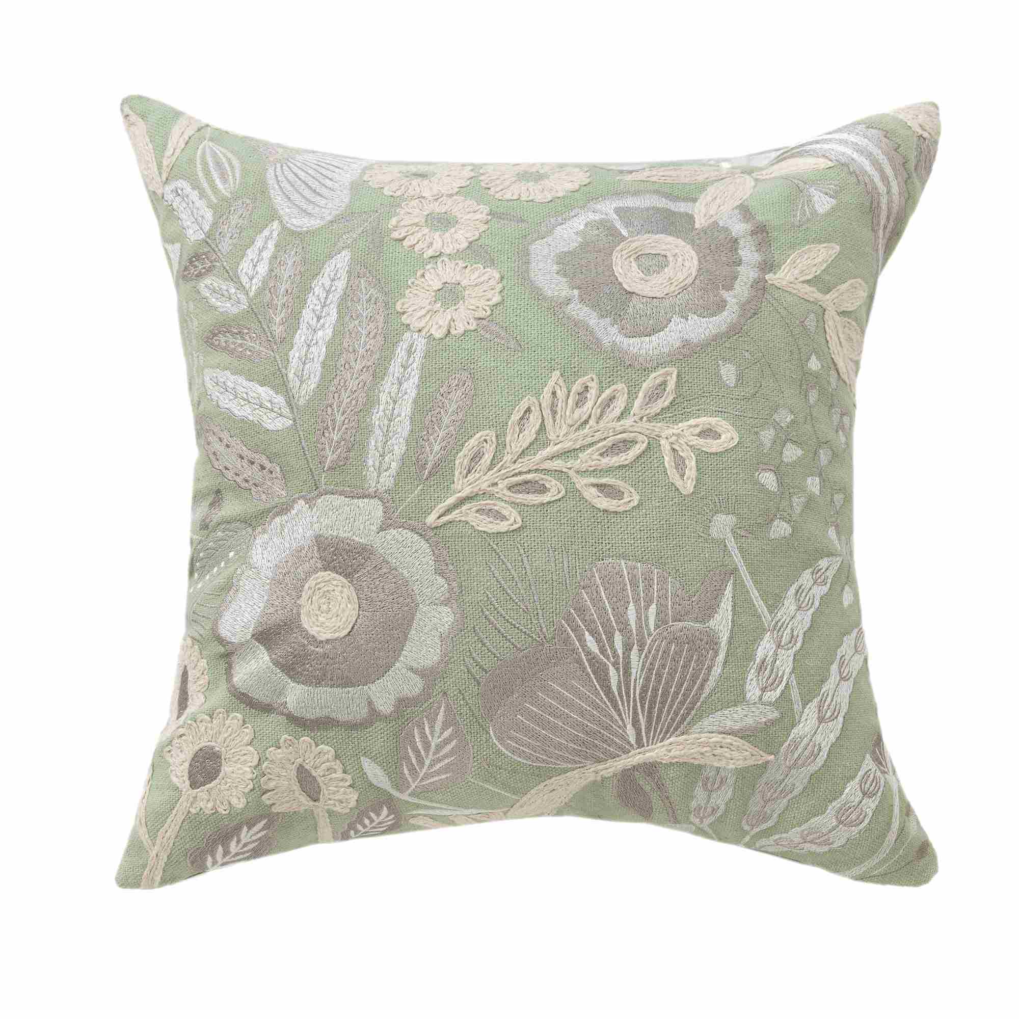 LR Home Woodland Pillow — Green / Ivory
