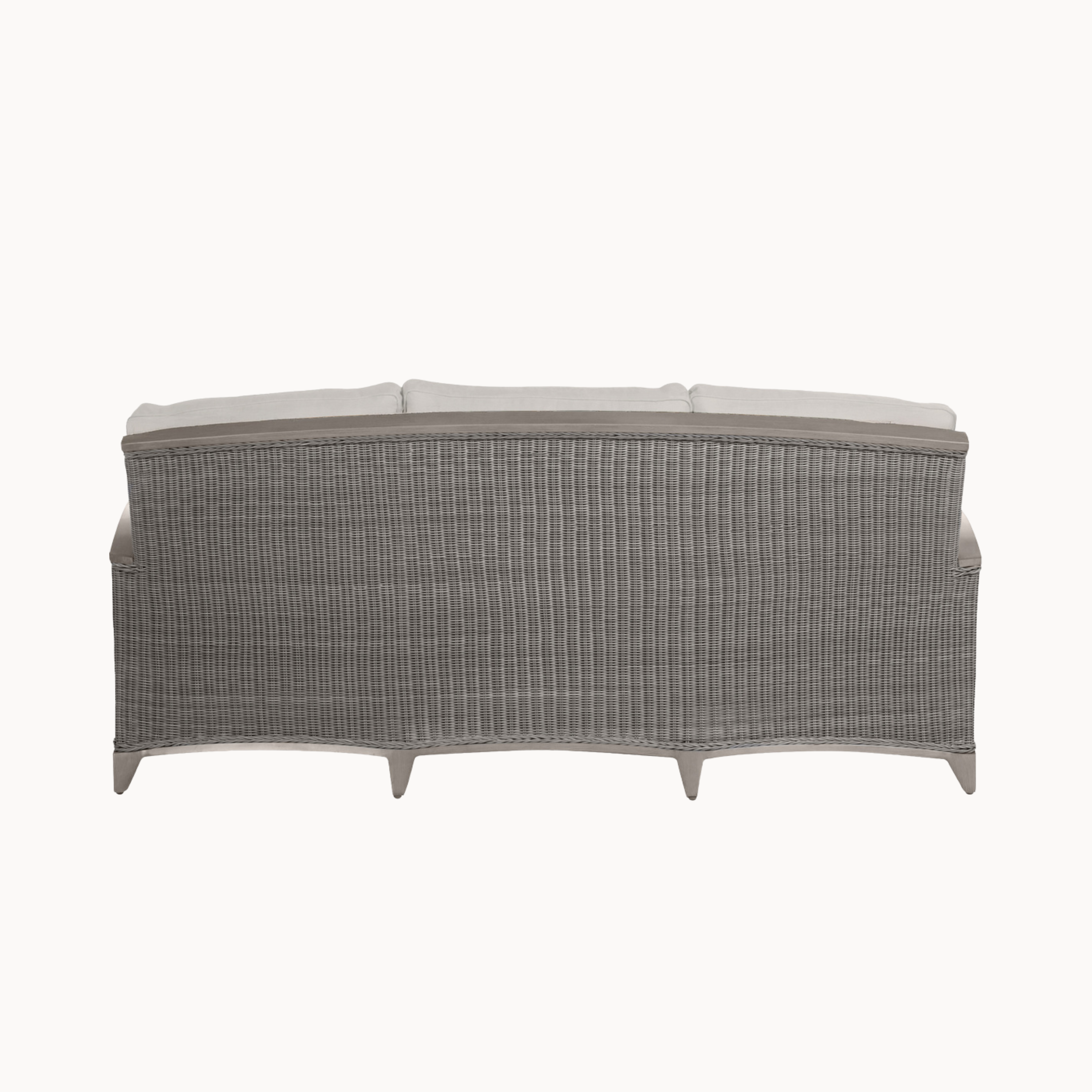 Gray wicker outdoor sofa on a white background