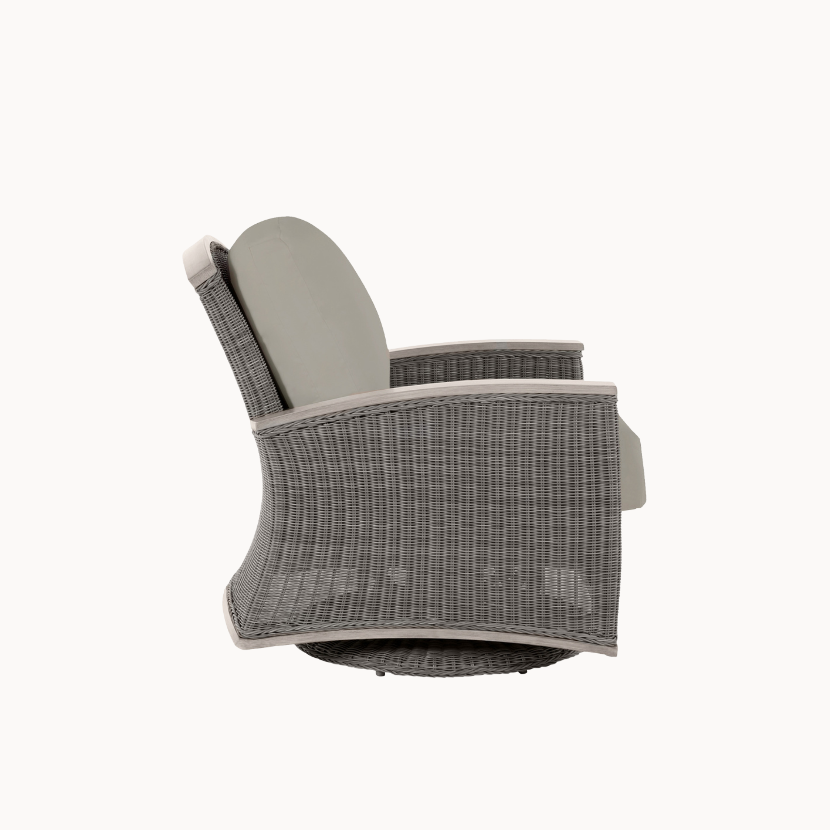 Gray wicker chair on a white background