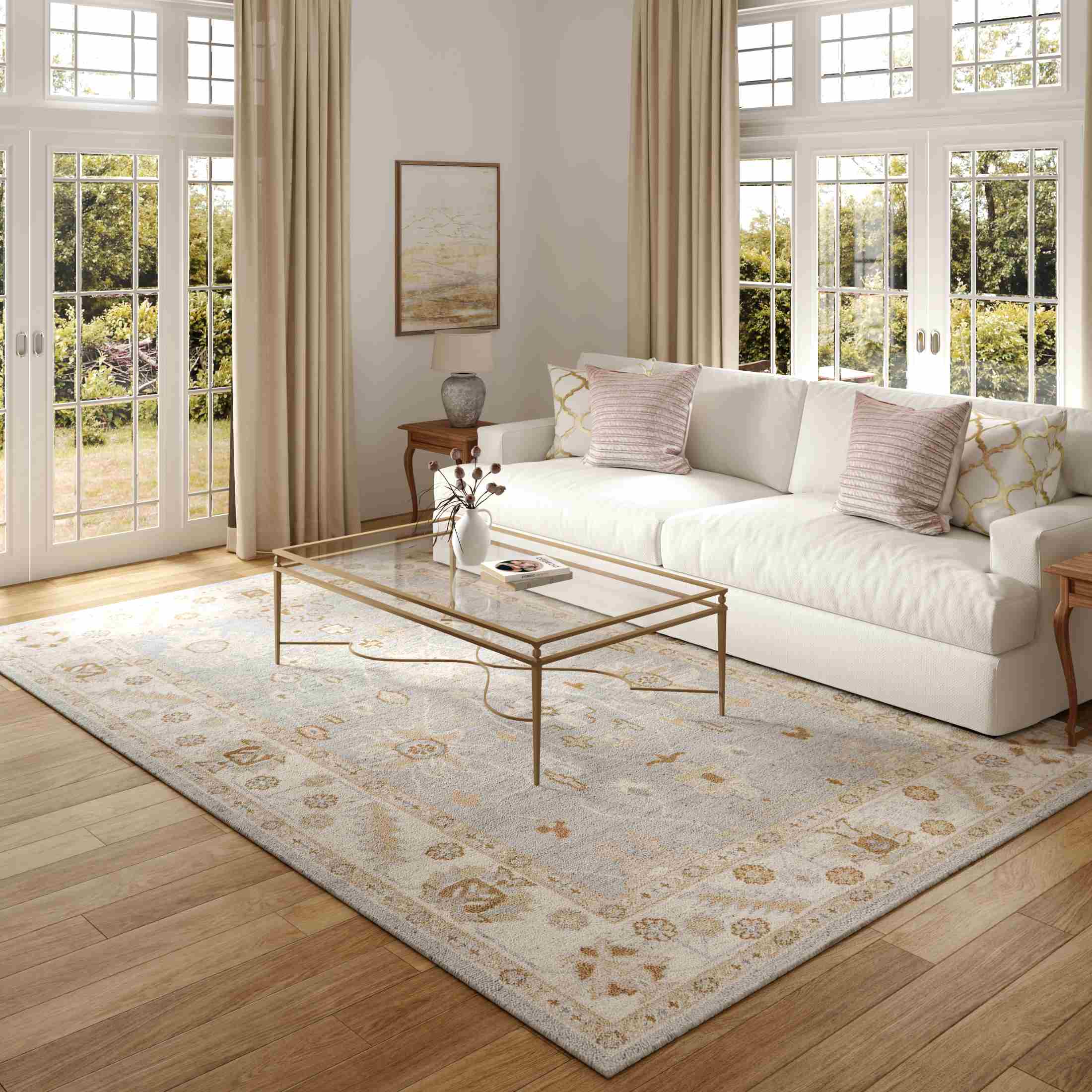 LR Home Senneh Rug — Blue / Ivory