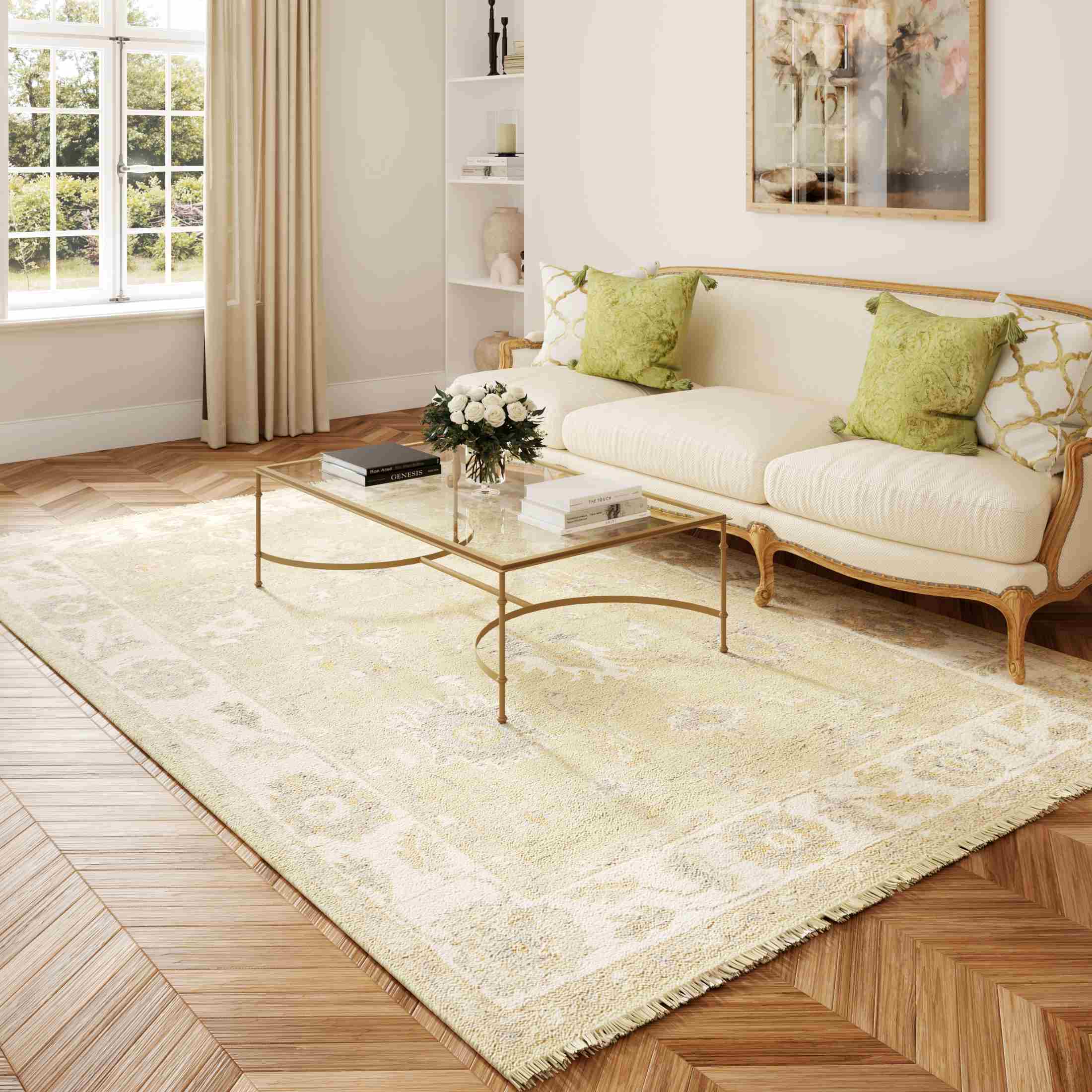 LR Home Senneh Rug — Green / Ivory