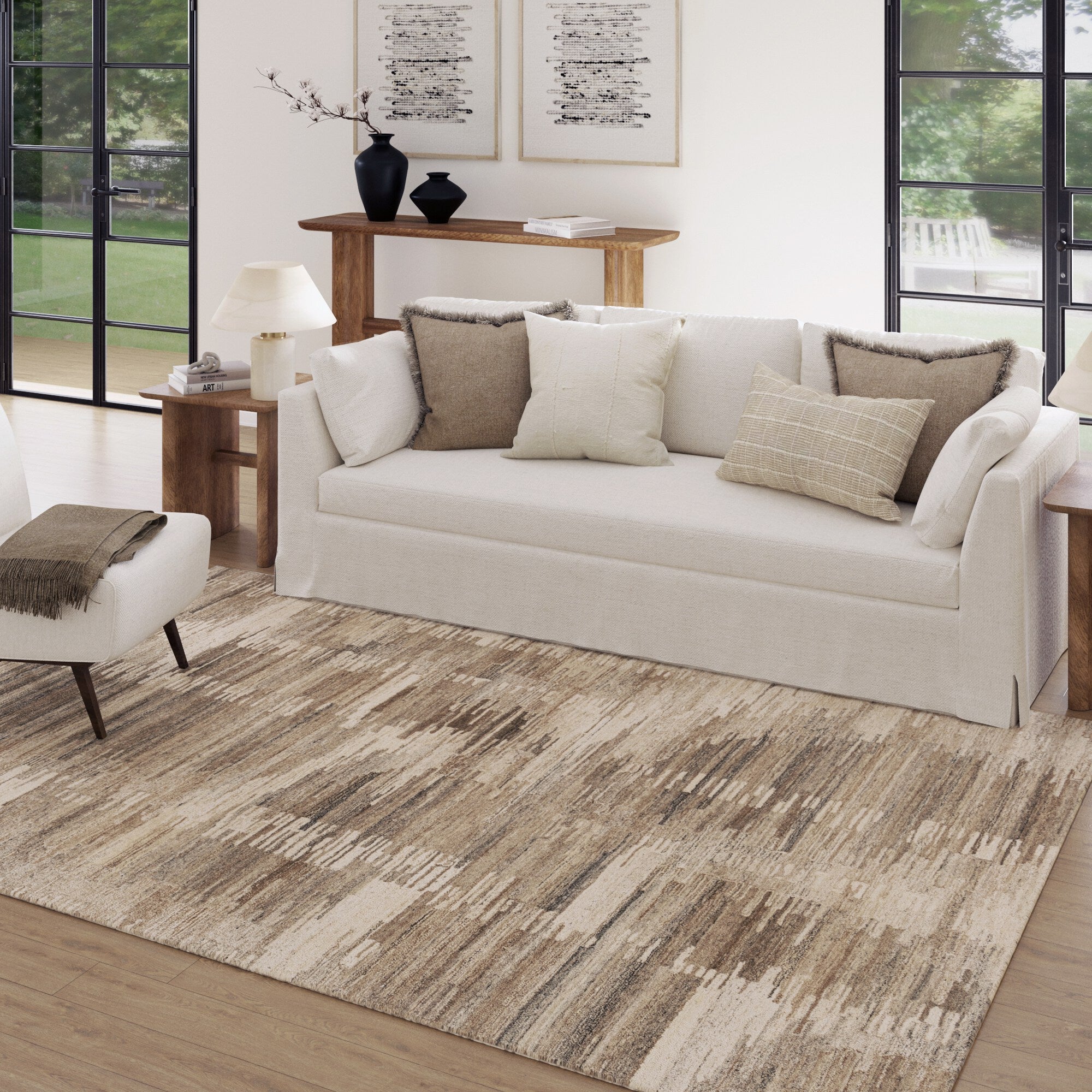 LR Home Stria Rug — Brown / Beige