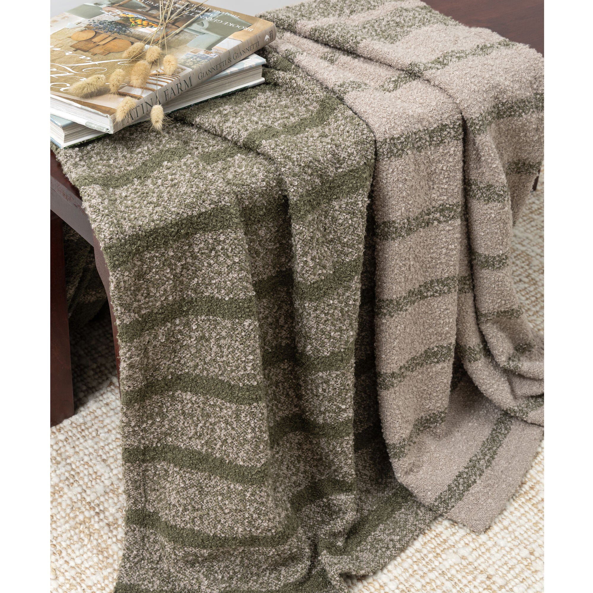 LR Home Lattice Throw — Green / Gray