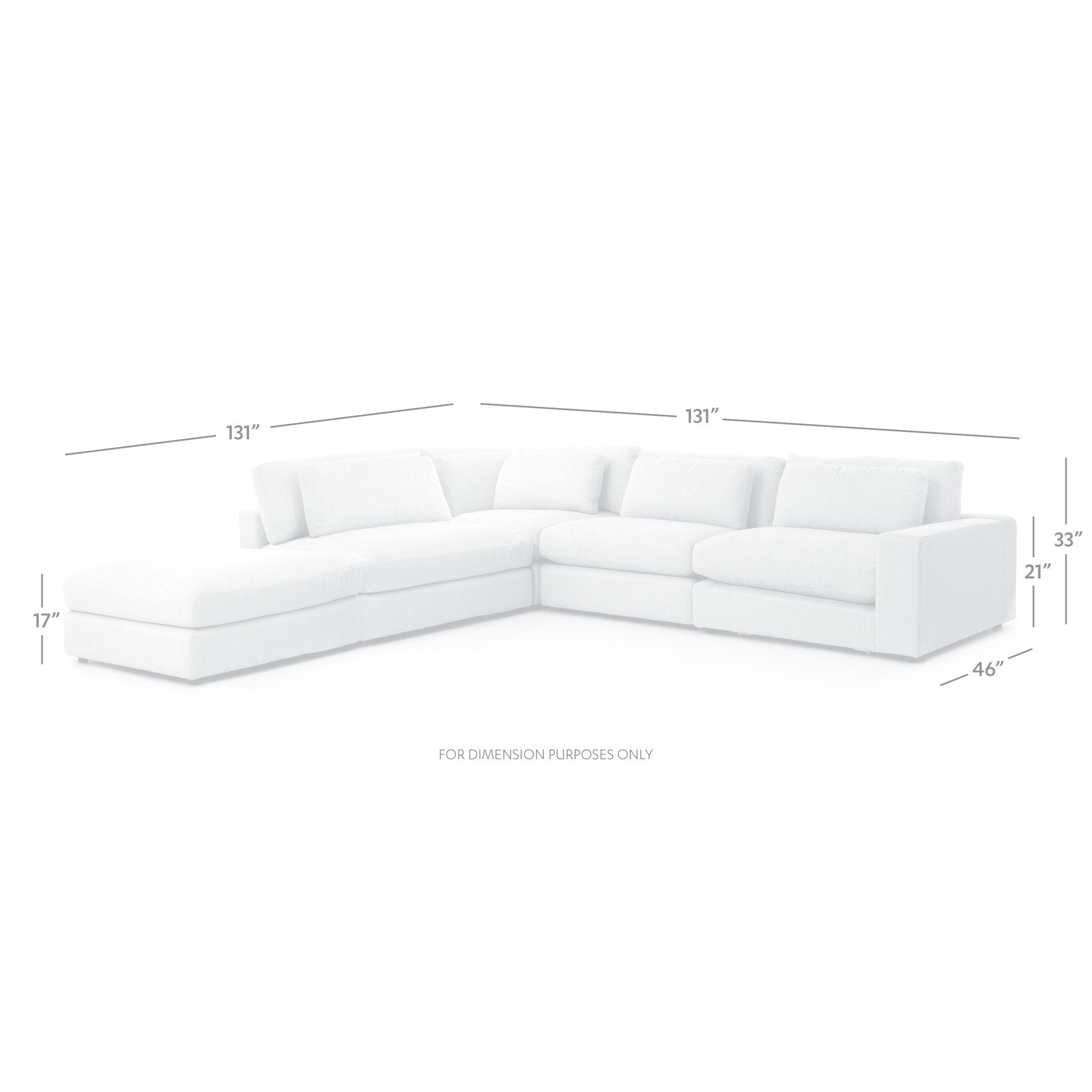 Four Hands Bloor 4-Piece Sectional W/ Ottoman — Essence Natural