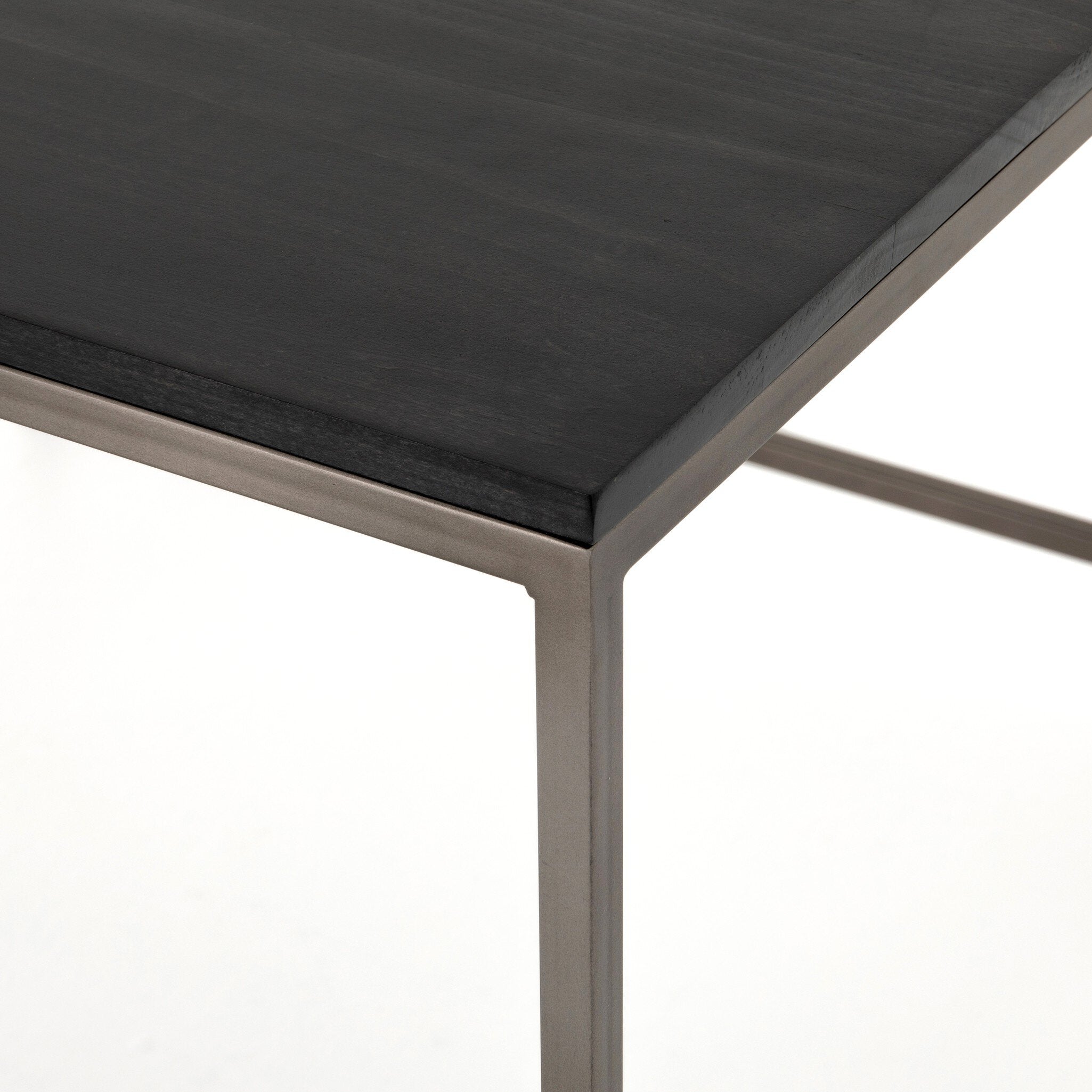 Four Hands Trey Modular Corner Desk — Black Wash Poplar-Natural Iron