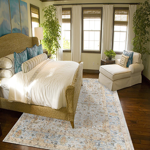 LR Home Vintage Rug — Ivory Blue