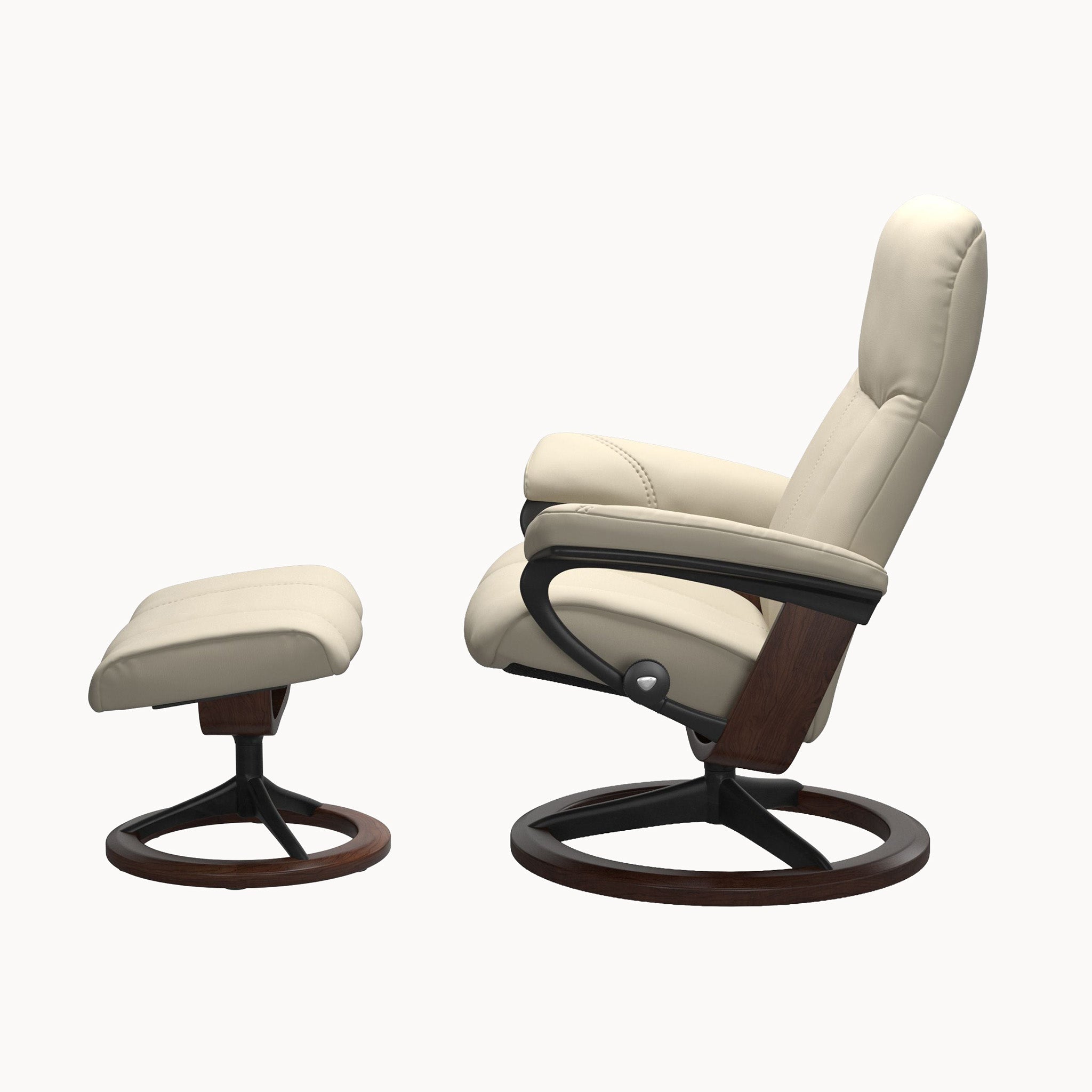 Stressless Consul Classic Base Chair & Ottoman - Batick Cream