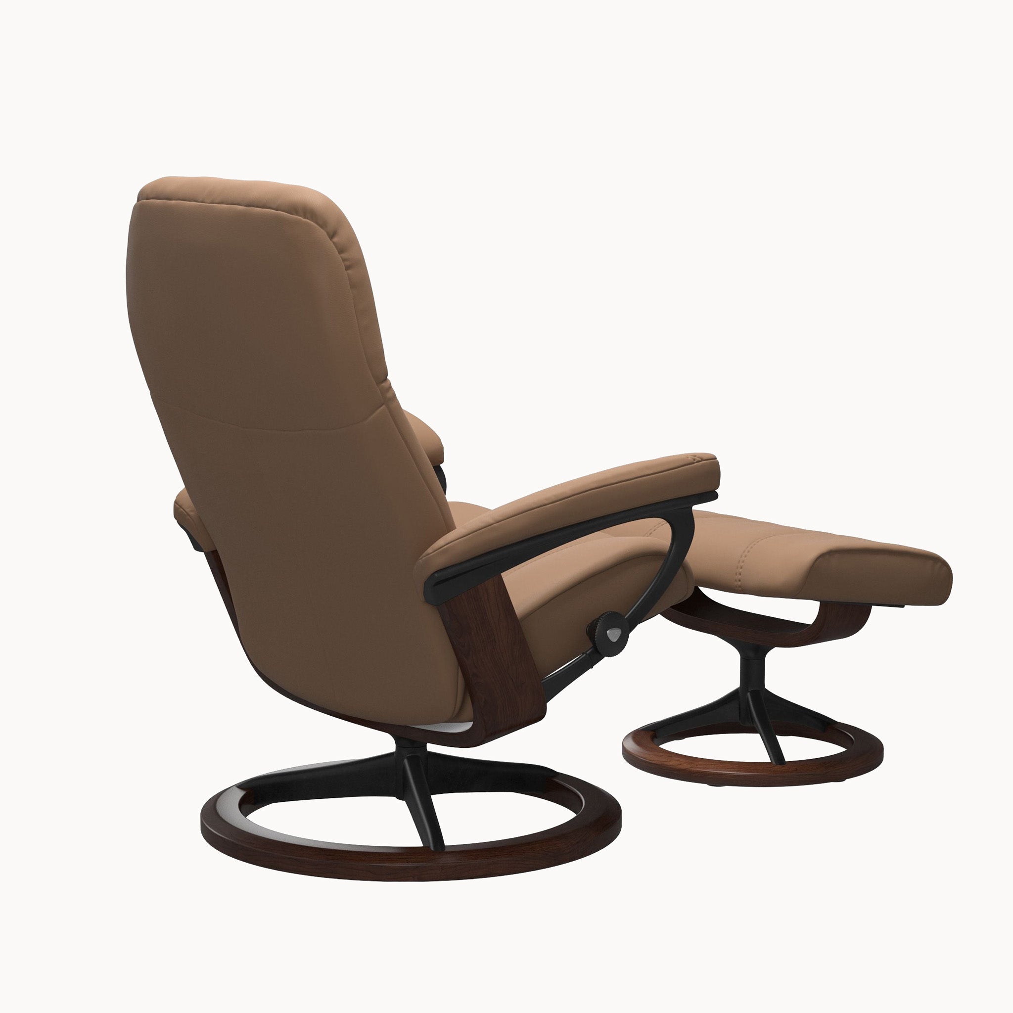 Stressless Consul Classic Base Chair & Ottoman - Batick Latte