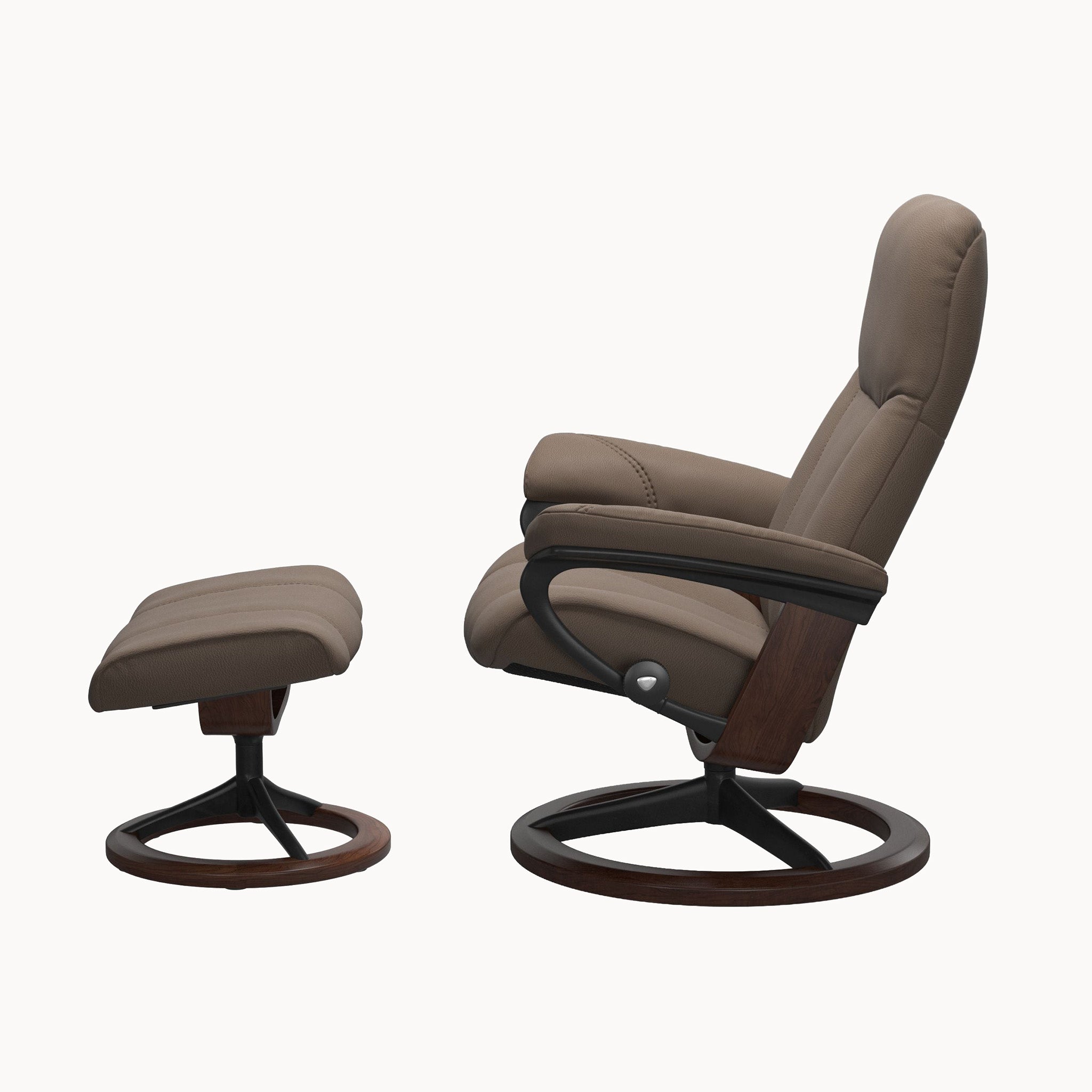 Stressless Consul Classic Base Chair & Ottoman - Batick Mole