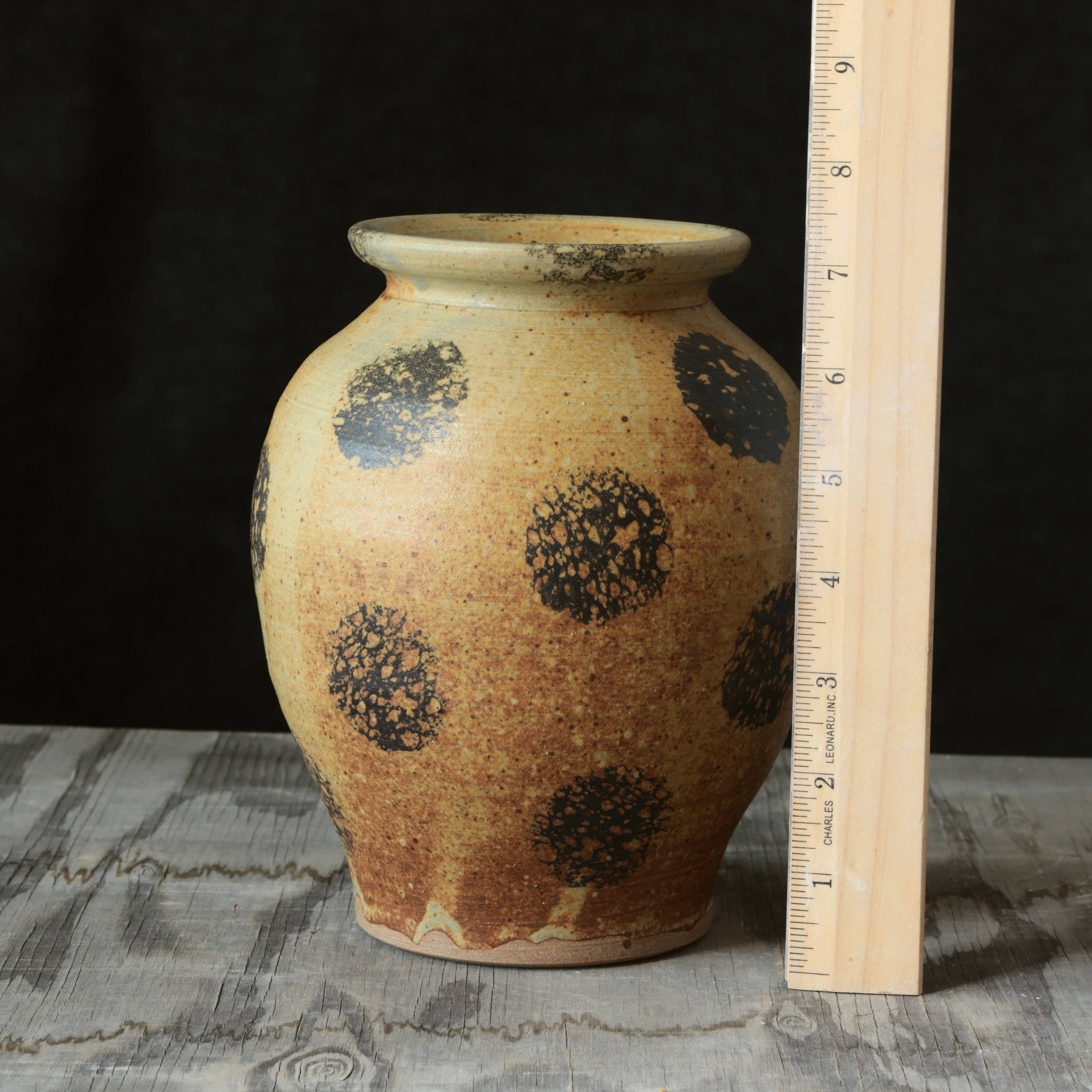 Matt Fishman Pottery Yellow and Black 7-8" Vase