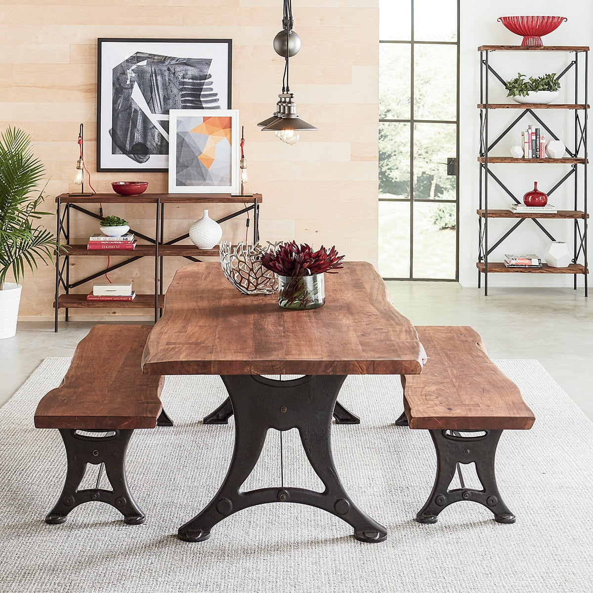 Home Trends & Design Organic Forge 70" Bench — Raw Walnut