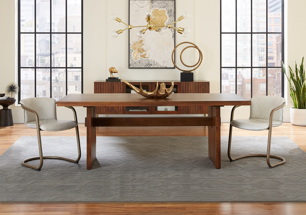 Home Trends & Design Cosmopolitan dining collection styled in a light-filled room