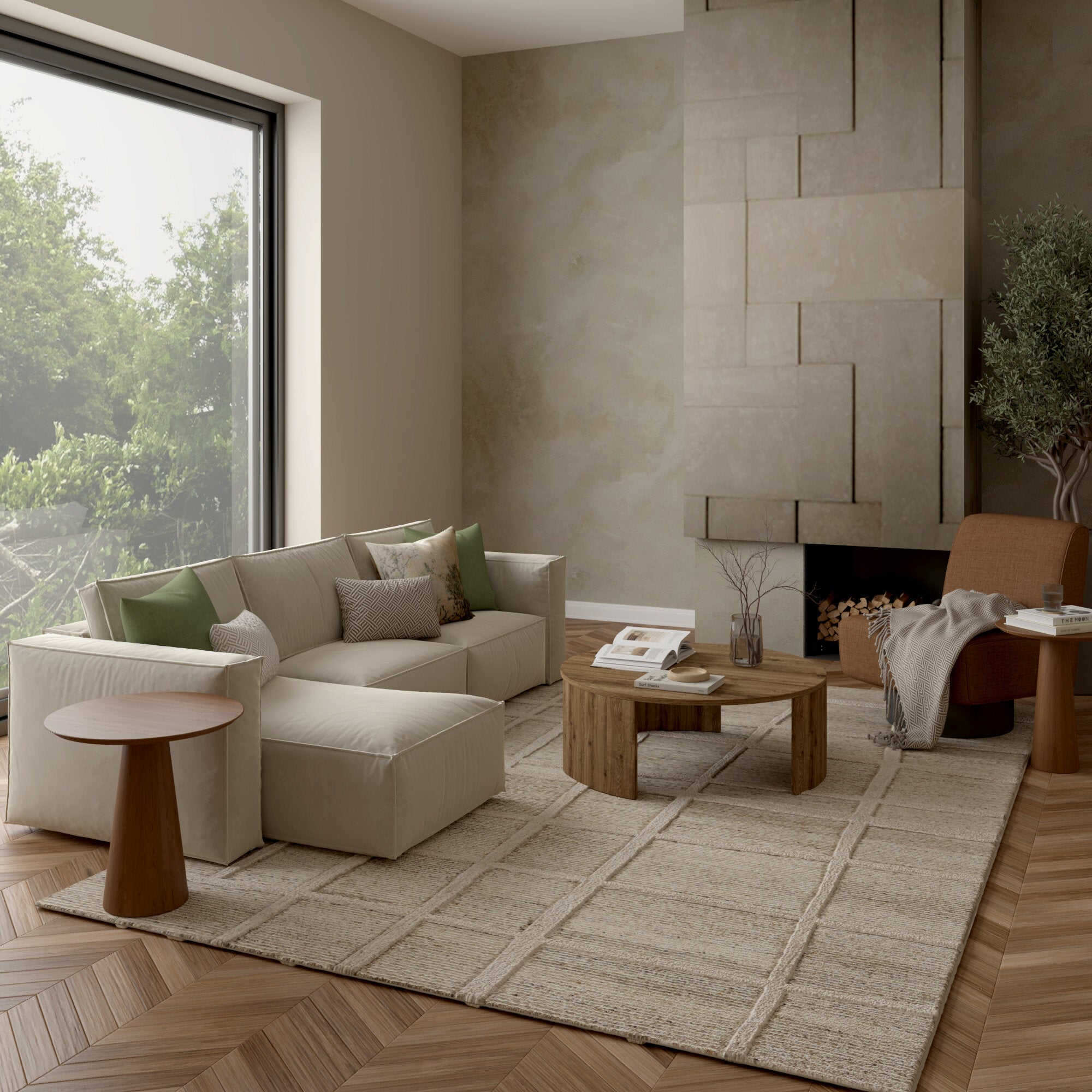 LR Home Marina Rug — TAUPE/IVORY