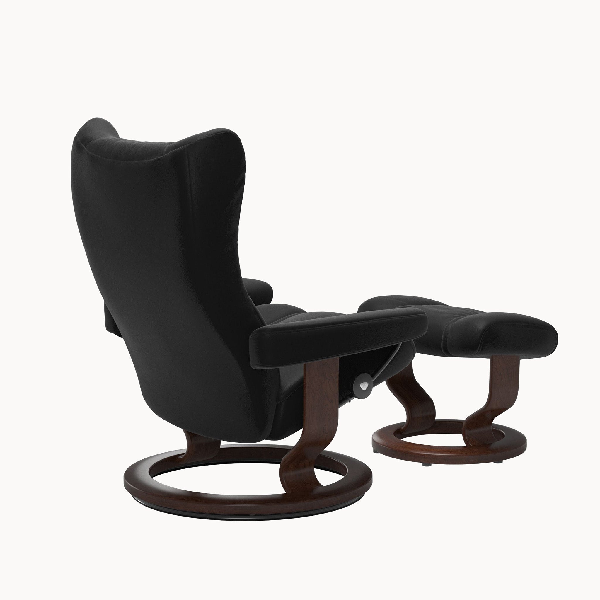 Stressless Wing Classic Base Chair & Ottoman - Paloma Black