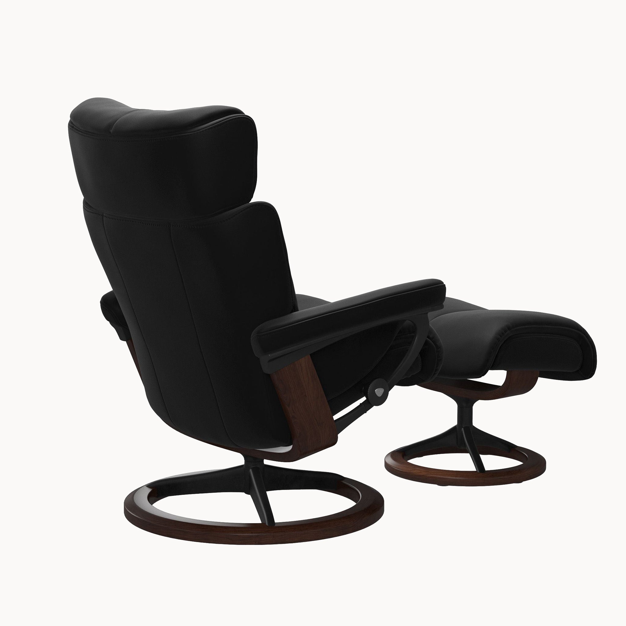 Stressless Magic Signature Base Chair & Ottoman - Paloma Black