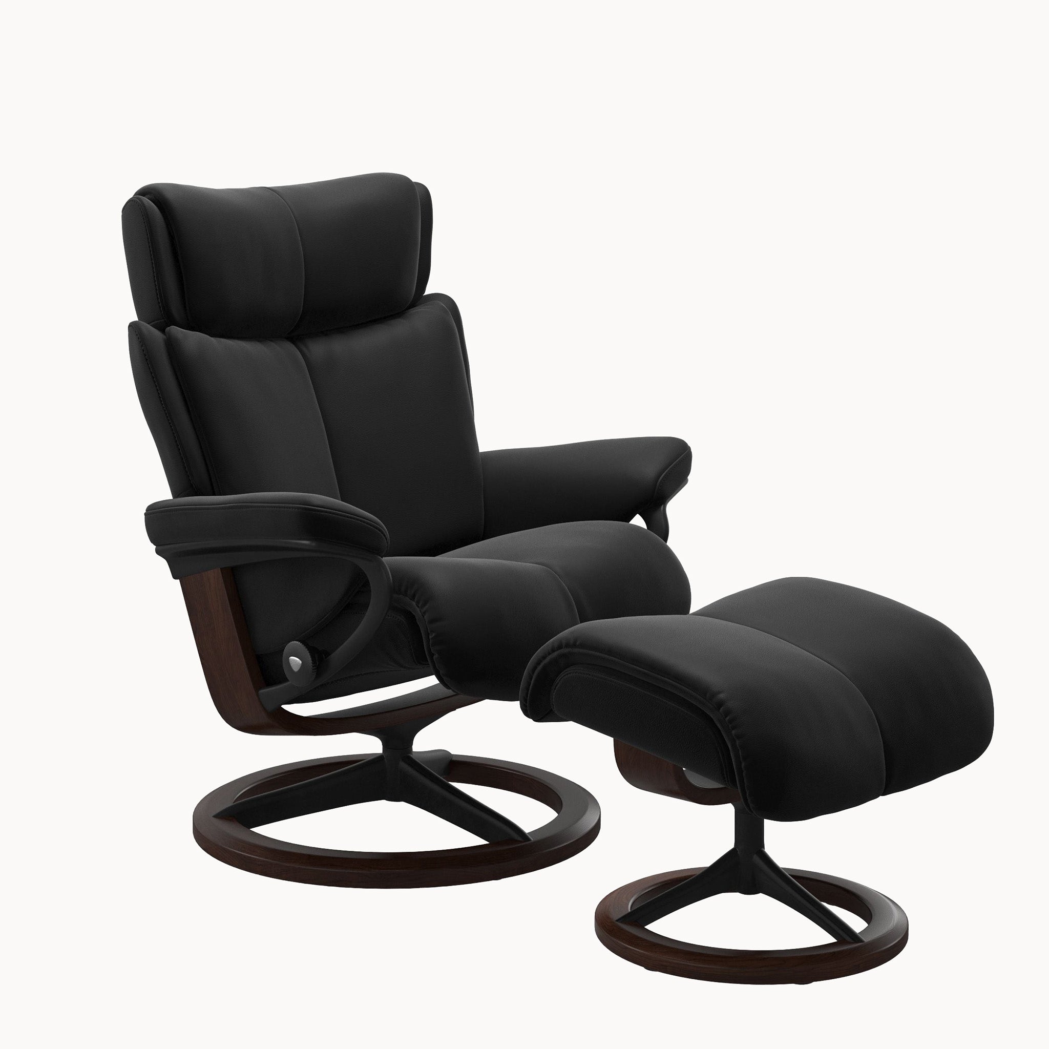 Stressless Magic Signature Base Chair & Ottoman - Paloma Black