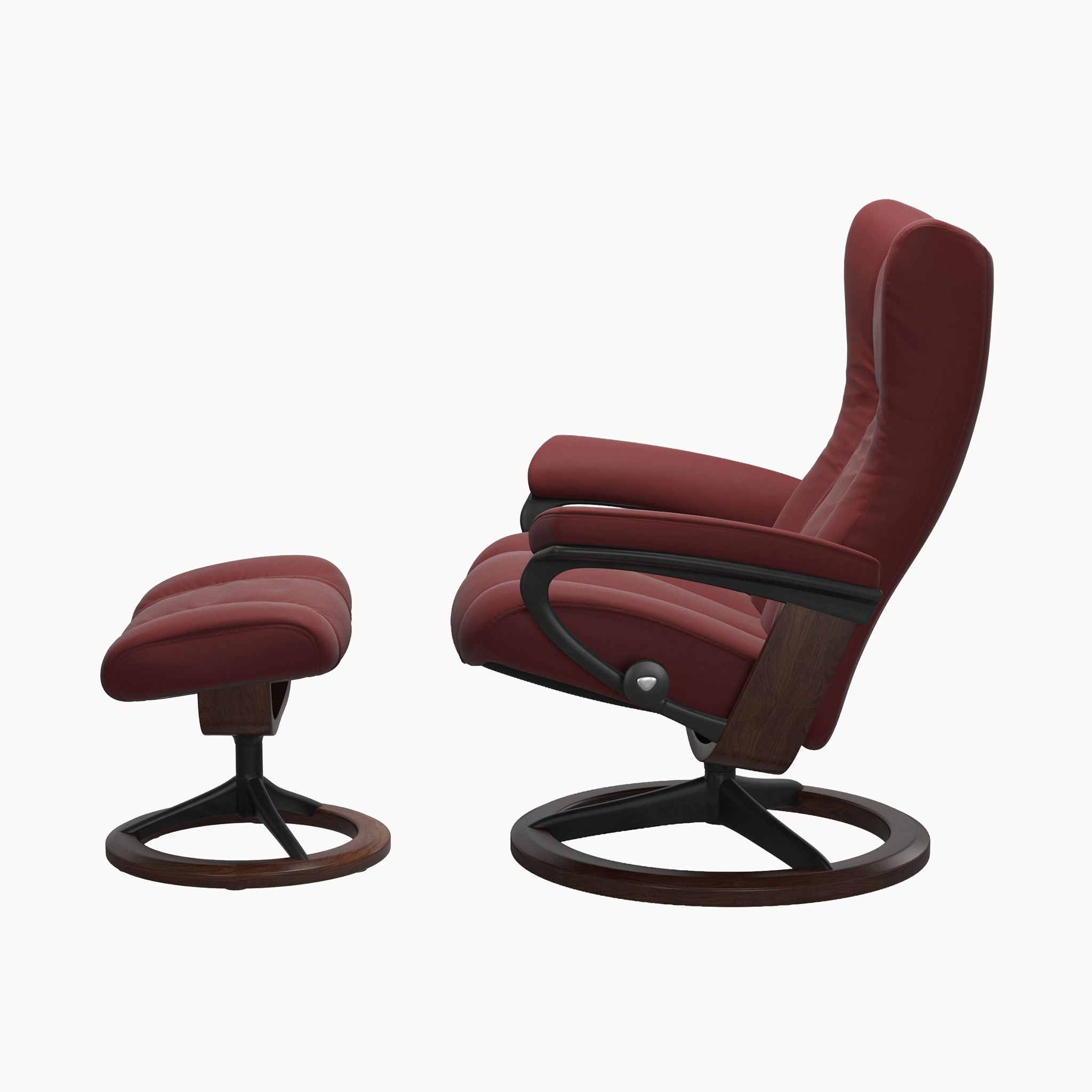 Stressless Wing Signature Base Chair & Ottoman - Paloma Cherry