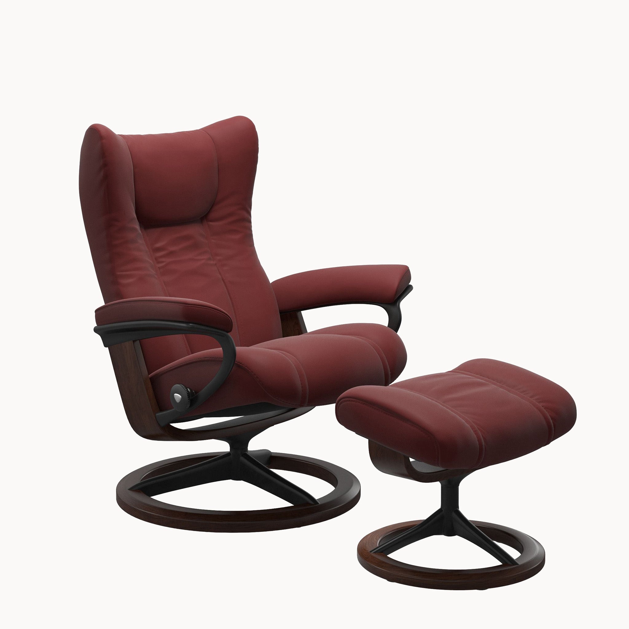 Stressless Wing Signature Base Chair & Ottoman - Paloma Cherry