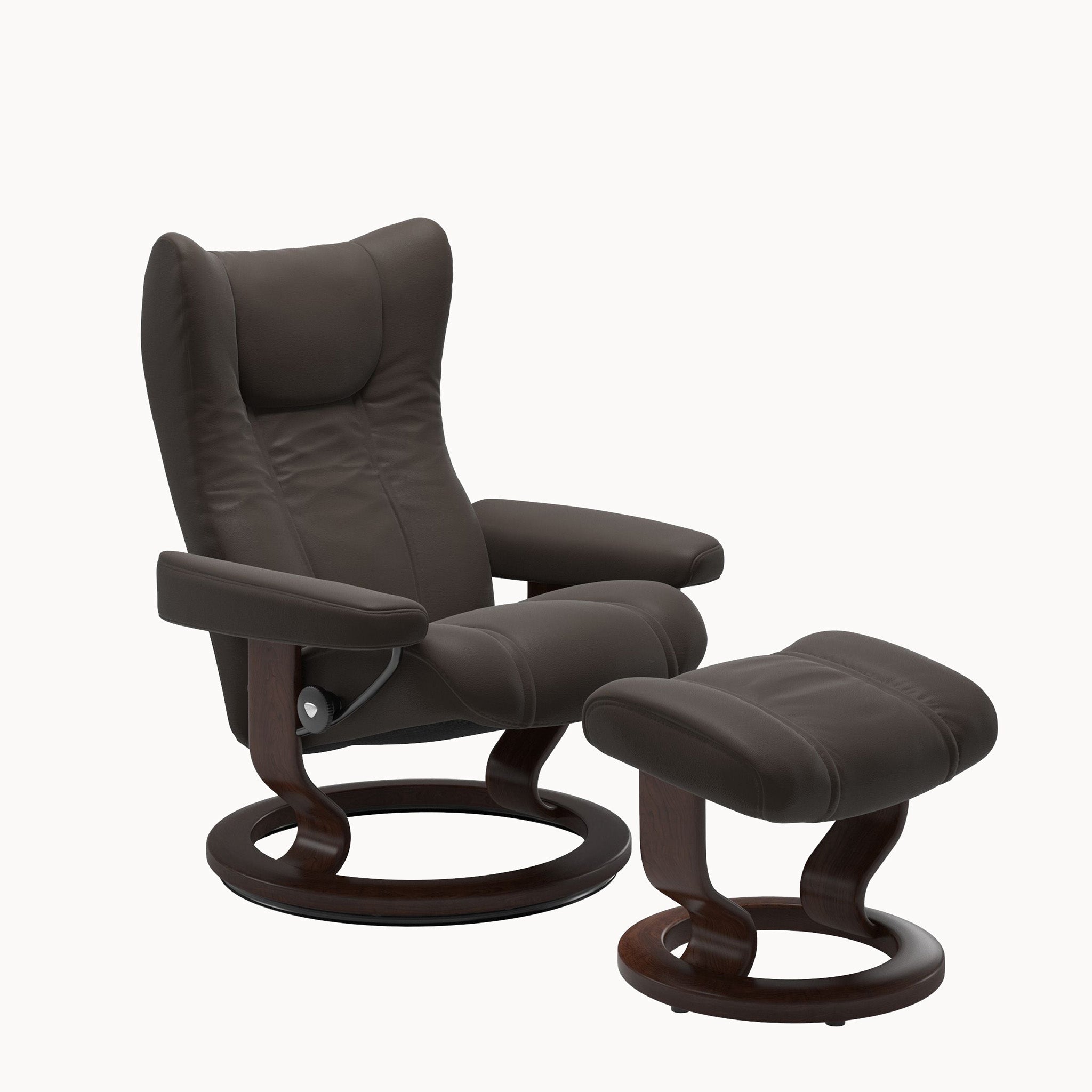 Stressless Wing Classic Base Chair & Ottoman - Paloma Chestnut