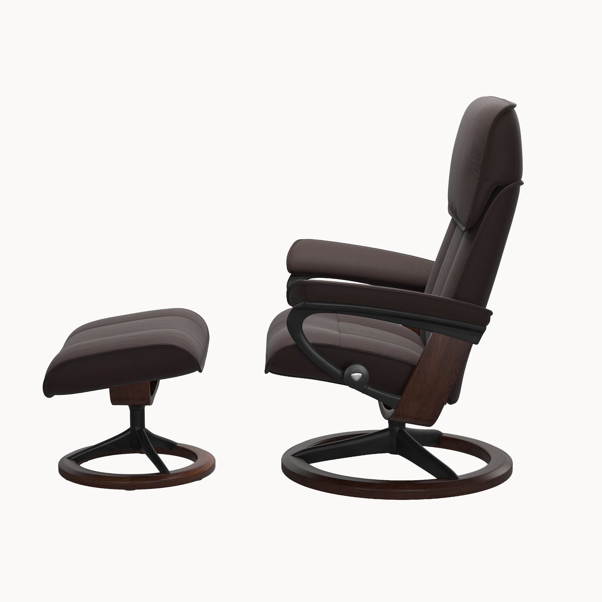 Stressless Admiral Signature Base Chair & Ottoman - Paloma Chocolate