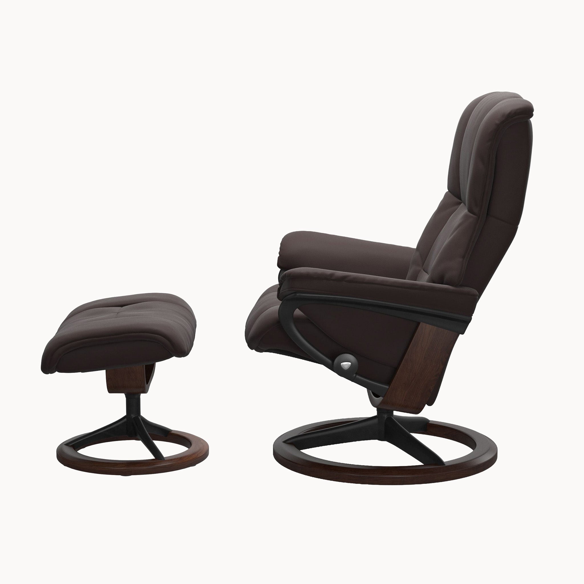 Stressless Mayfair Signature Base Chair & Ottoman - Paloma Chocolate