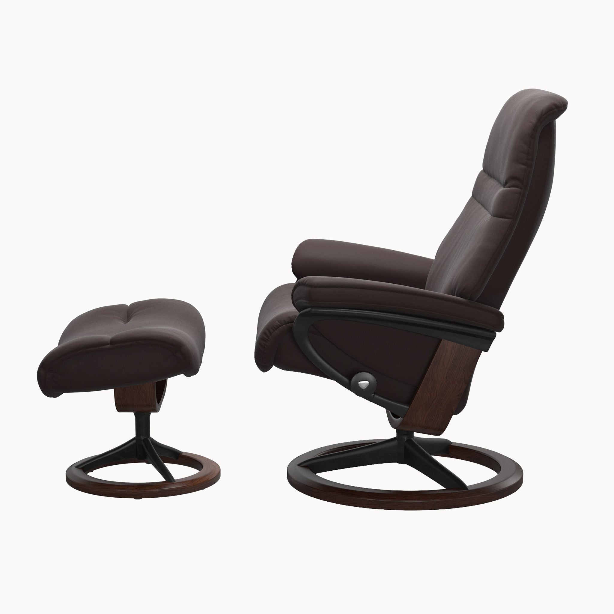 Stressless Sunrise Signature Base Chair & Ottoman - Paloma Chocolate
