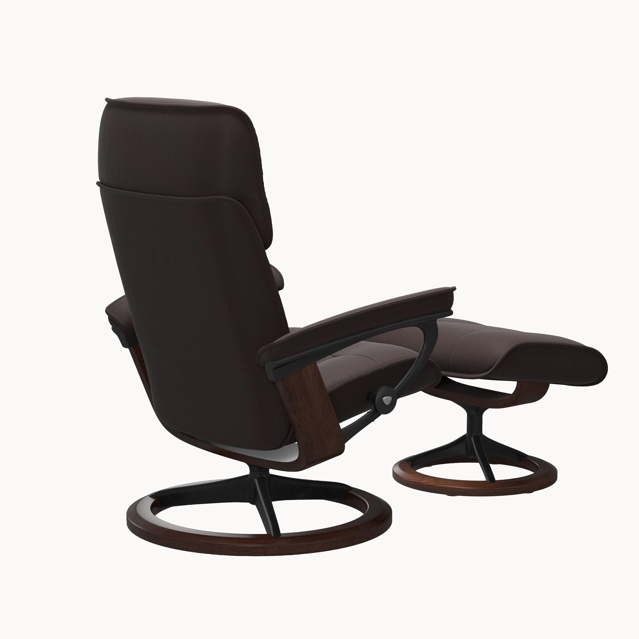 Stressless Admiral Signature Base Chair & Ottoman - Paloma Chocolate