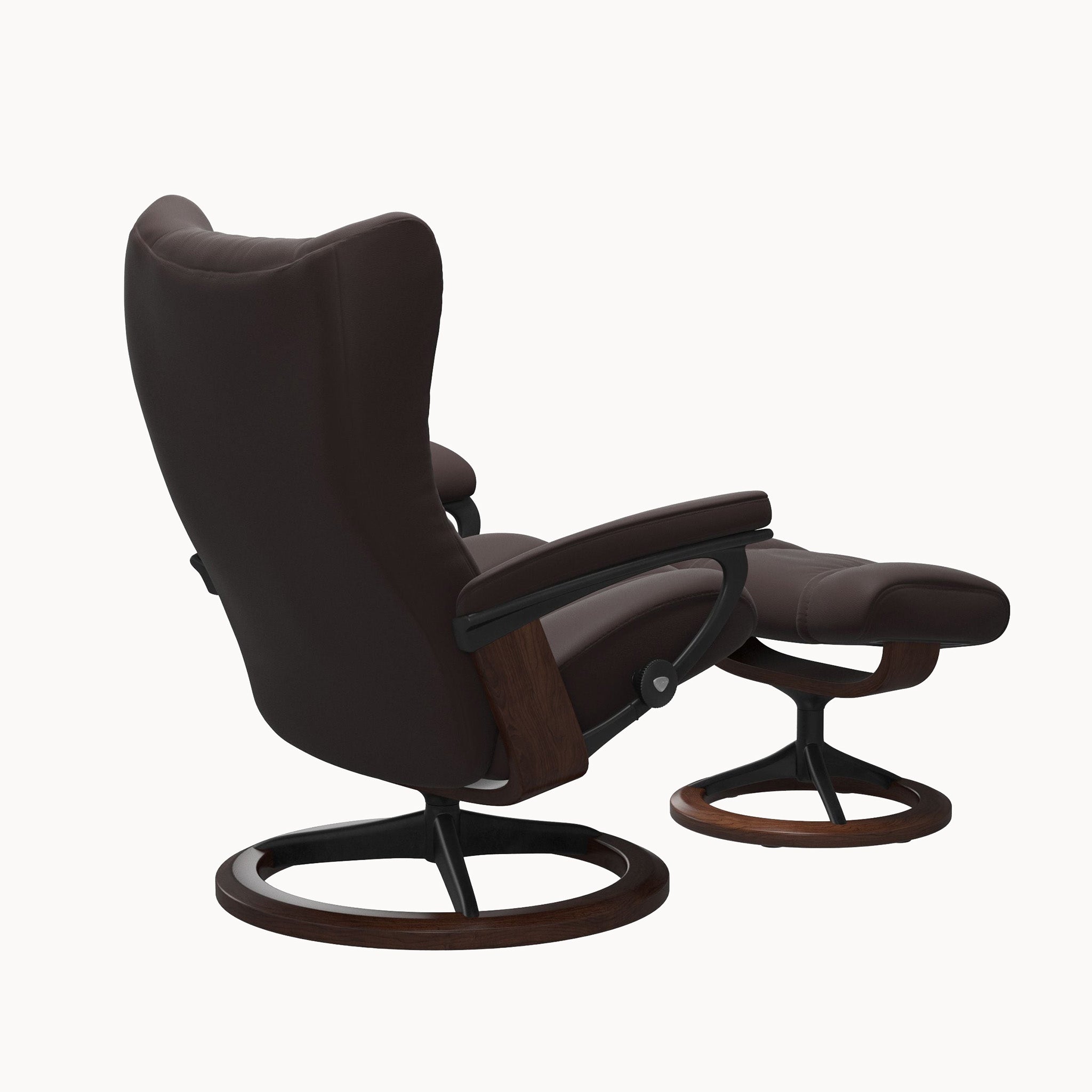 Stressless Wing Signature Base Chair & Ottoman - Paloma Chocolate