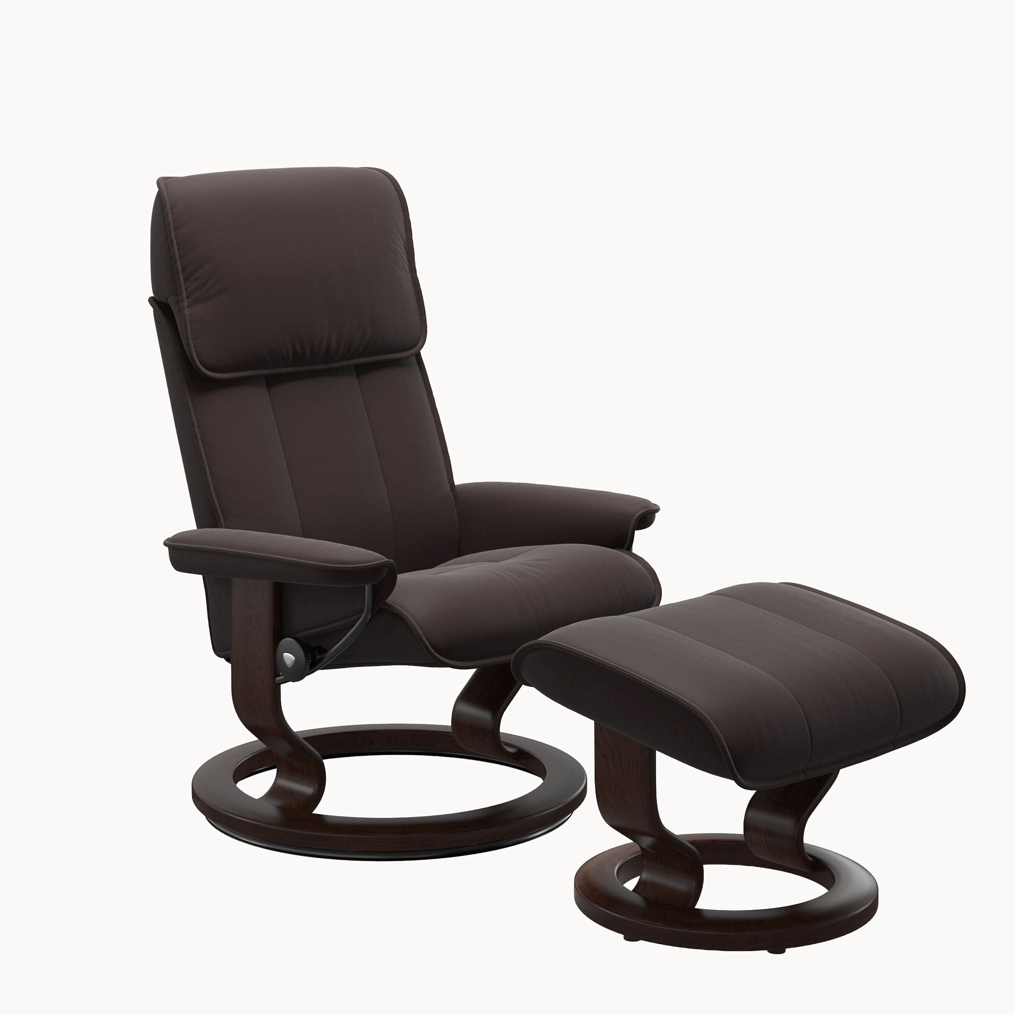 Stressless Admiral Classic Base Chair & Ottoman - Paloma Chocolate