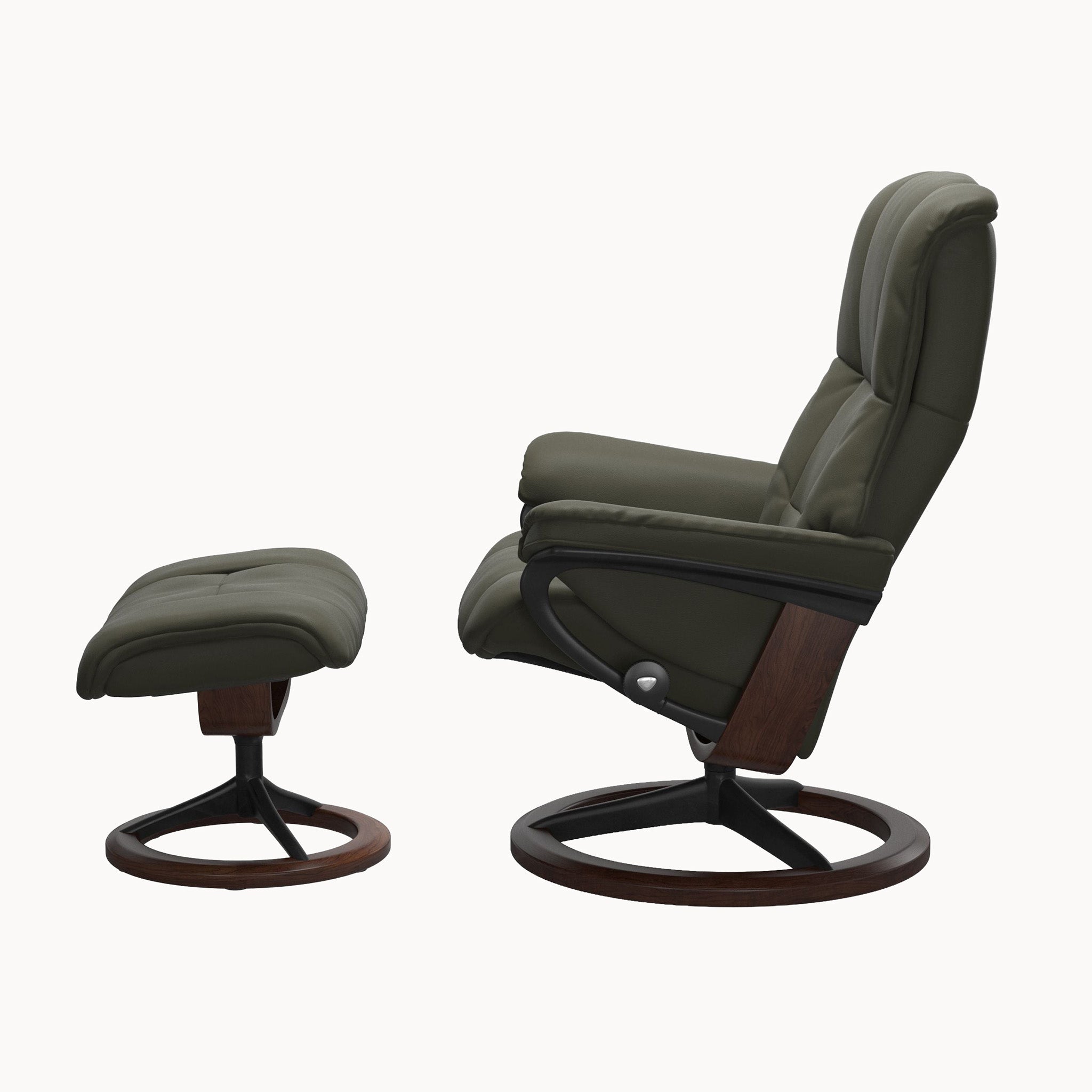 Stressless Mayfair Signature Base Chair & Ottoman - Paloma Dark Olive