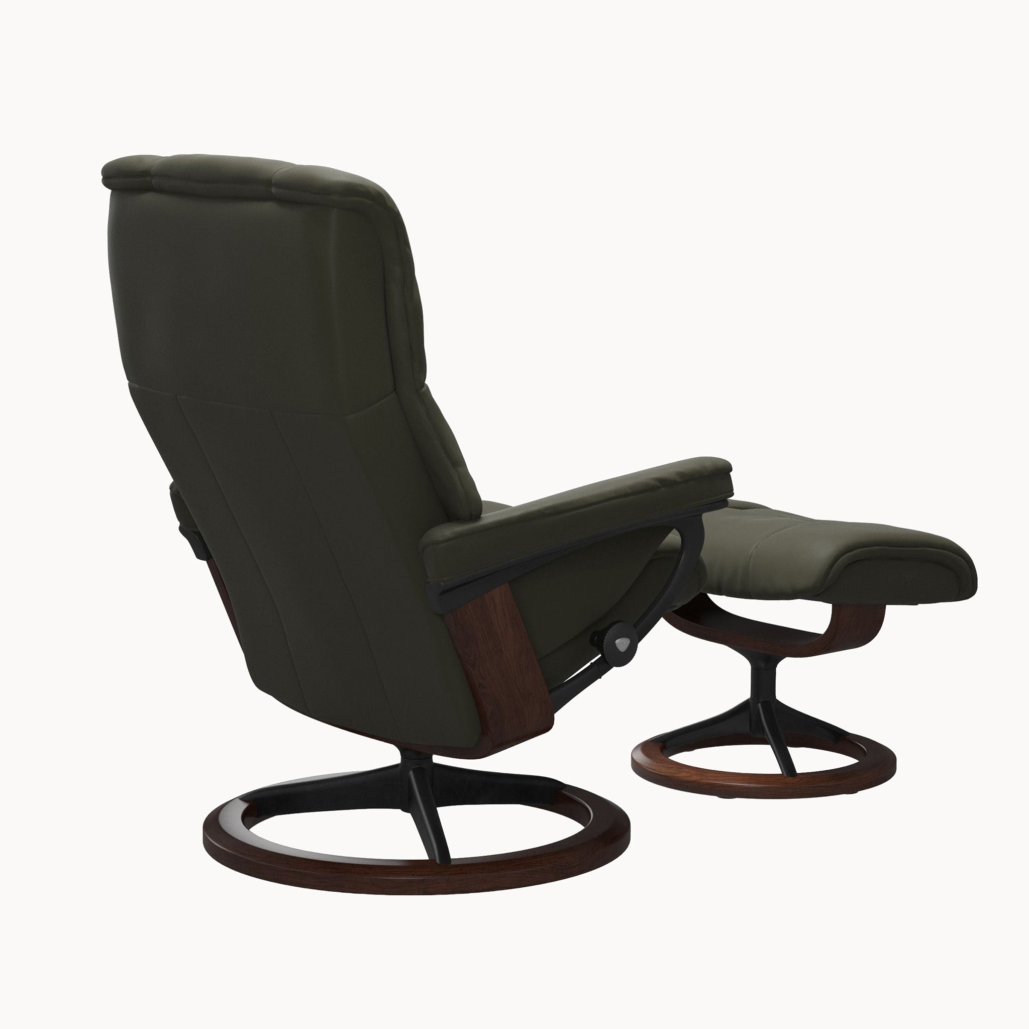 Stressless Mayfair Signature Base Chair & Ottoman - Paloma Dark Olive