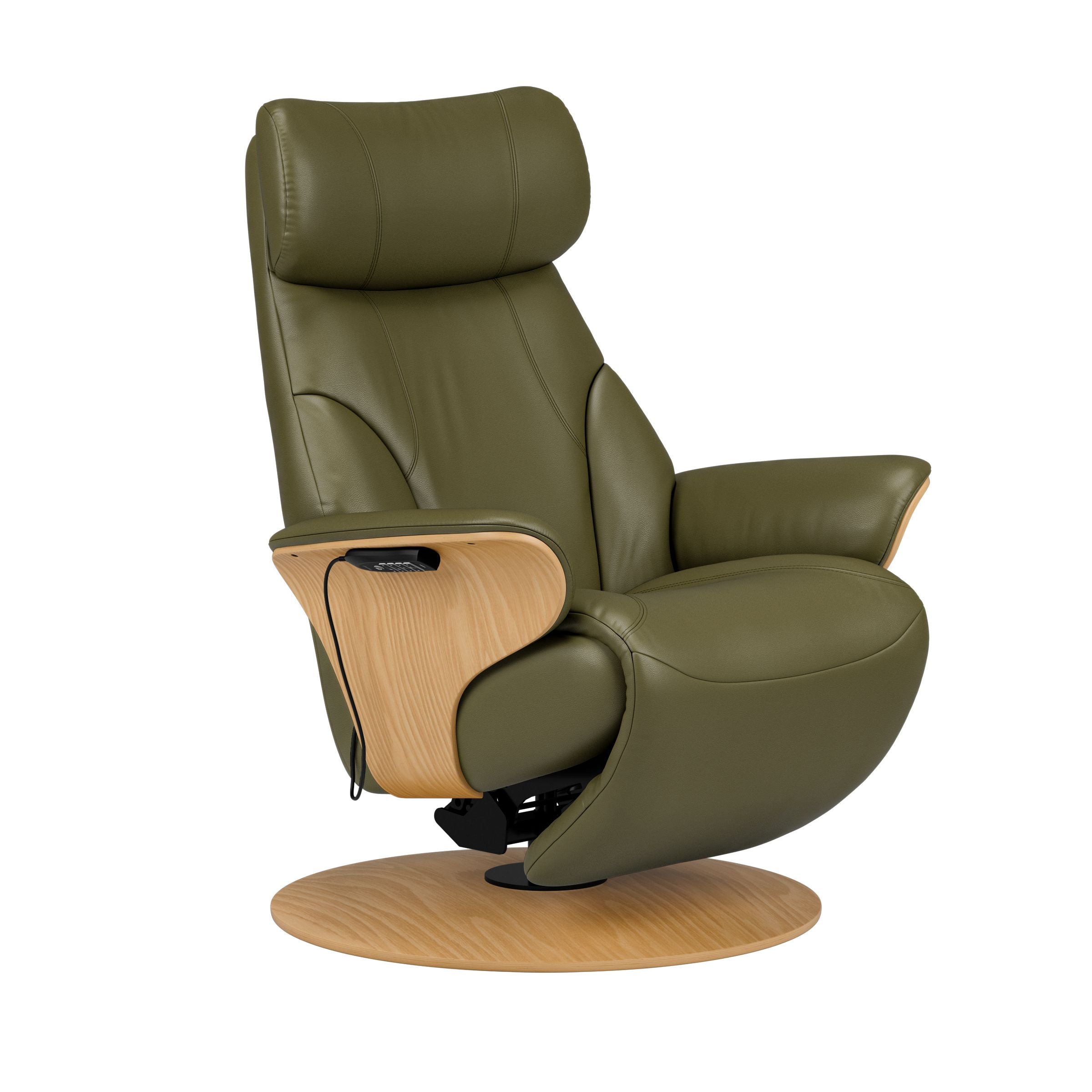 Stressless Adam Wood Disc Recliner — Paloma Dark Olive