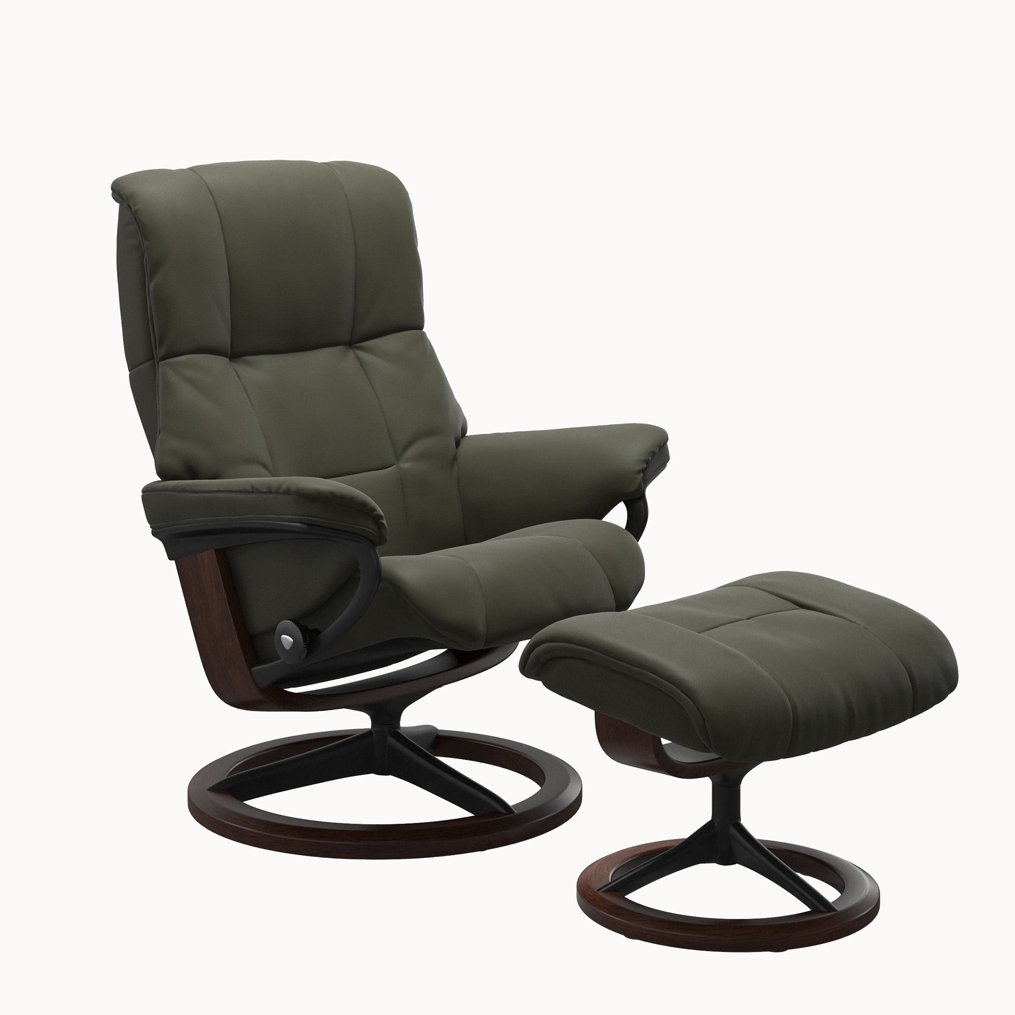 Stressless Mayfair Signature Base Chair & Ottoman - Paloma Dark Olive