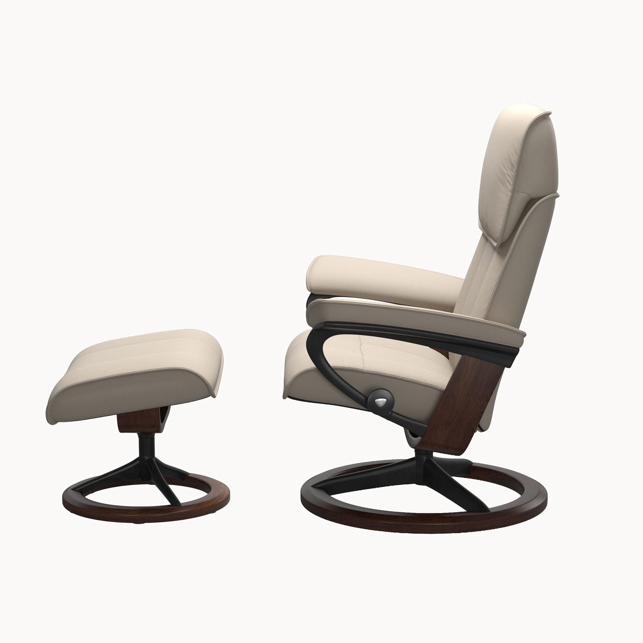 Stressless Admiral Signature Base Chair & Ottoman - Paloma Fog