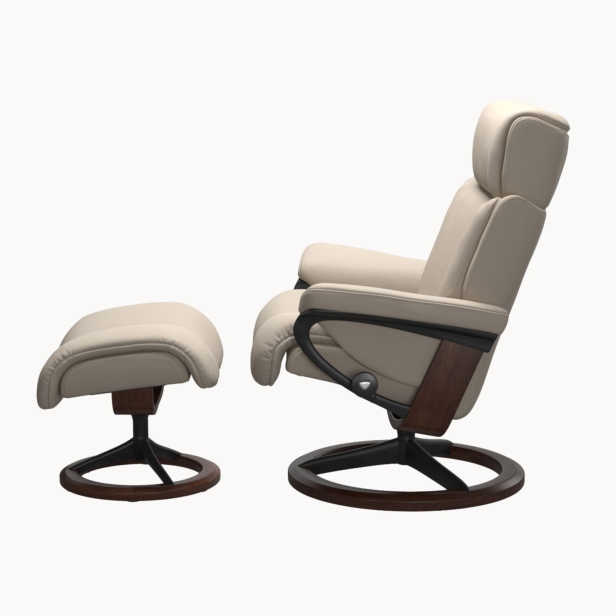 Stressless Magic Signature Base Chair & Ottoman - Paloma Fog