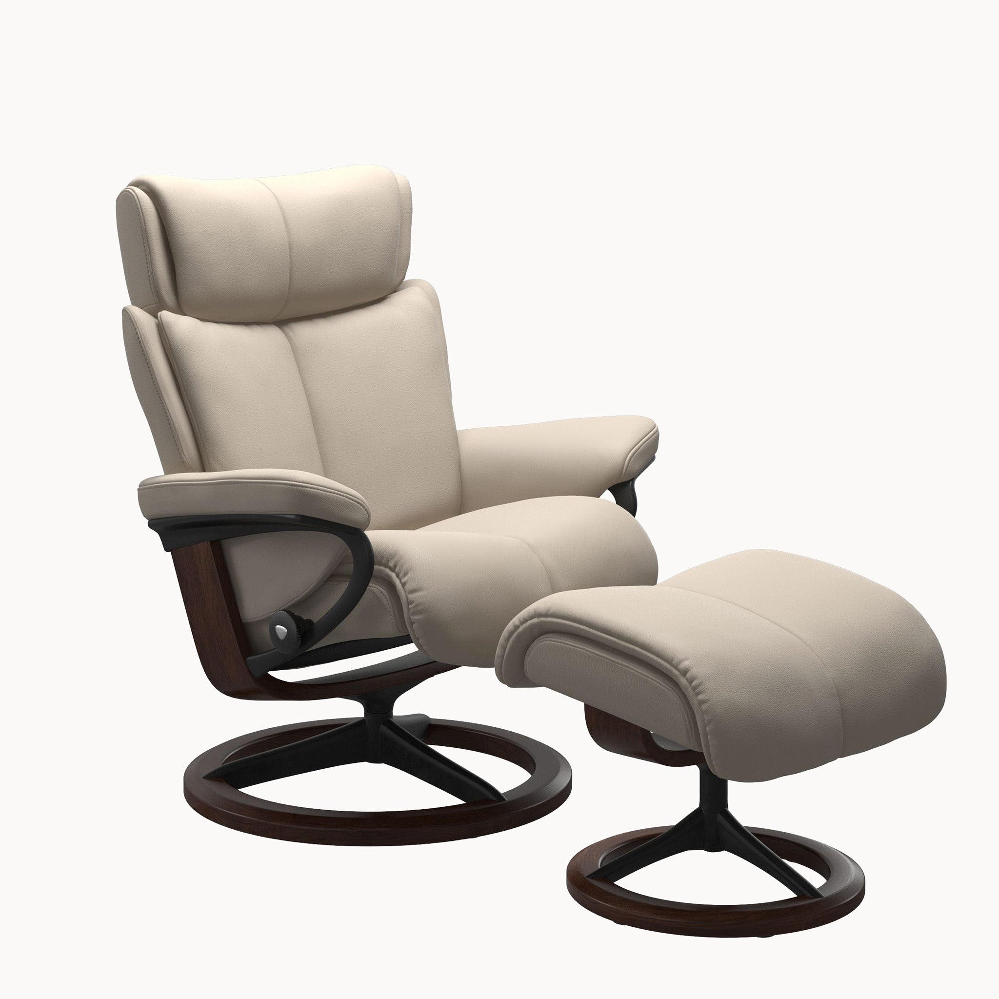 Stressless Magic Signature Base Chair & Ottoman - Paloma Fog
