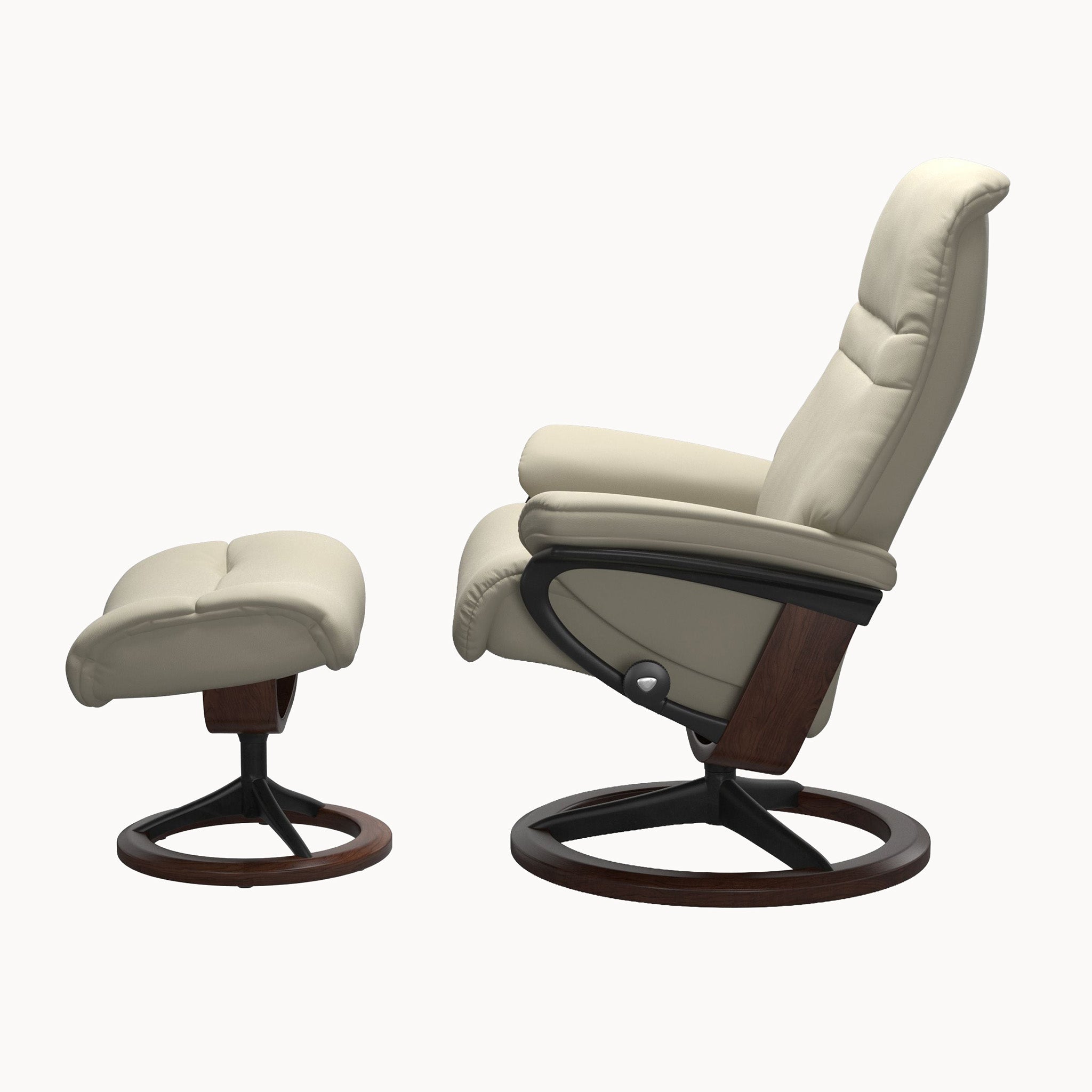 Stressless Sunrise Signature Base Chair & Ottoman - Paloma Light Grey