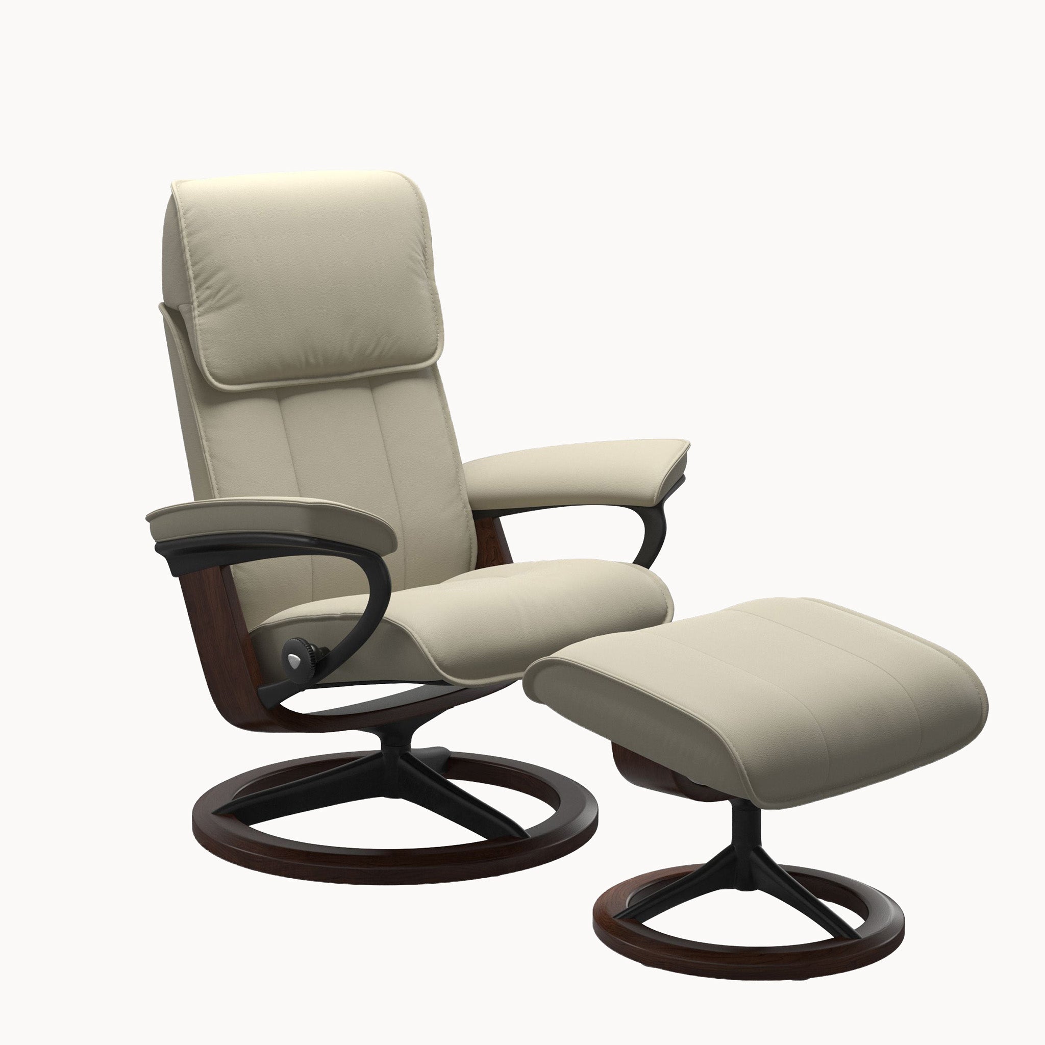 Stressless Admiral Signature Base Chair & Ottoman - Paloma Light Grey