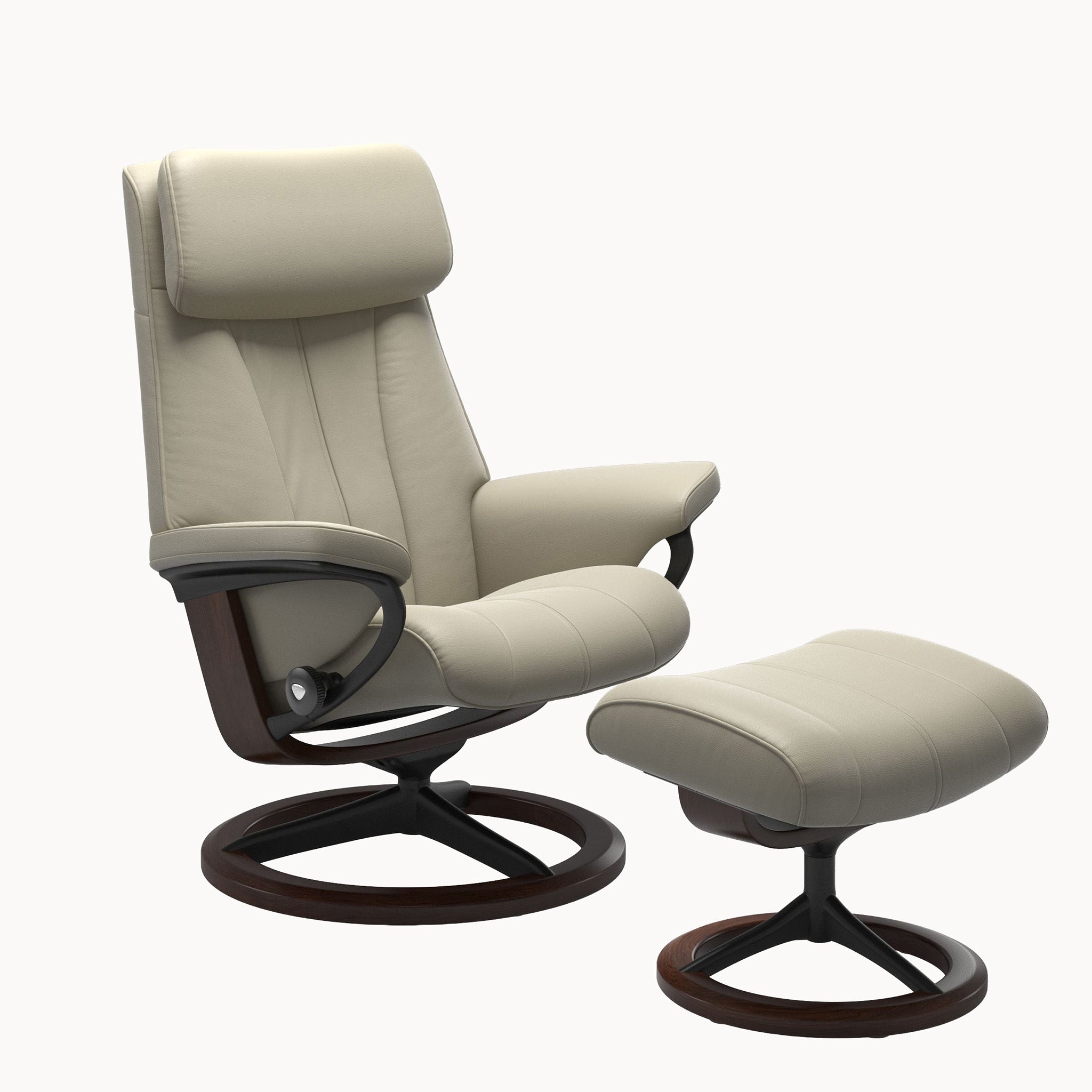 Stressless Paul Signature Base Chair & Ottoman - Paloma Light Grey