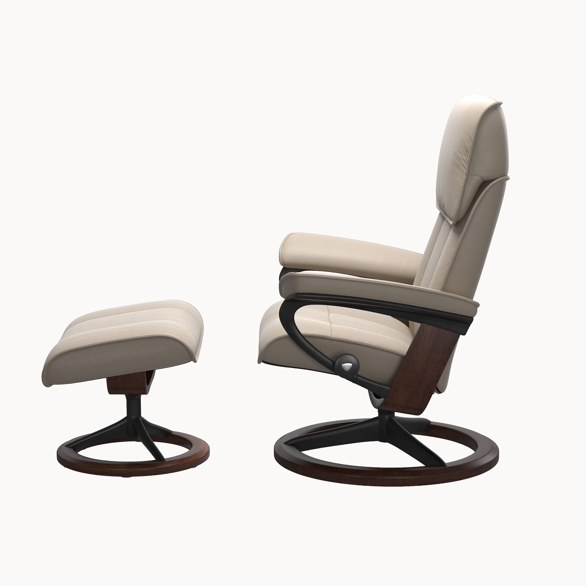 Stressless Admiral Signature Base Chair & Ottoman - Paloma Mushroom