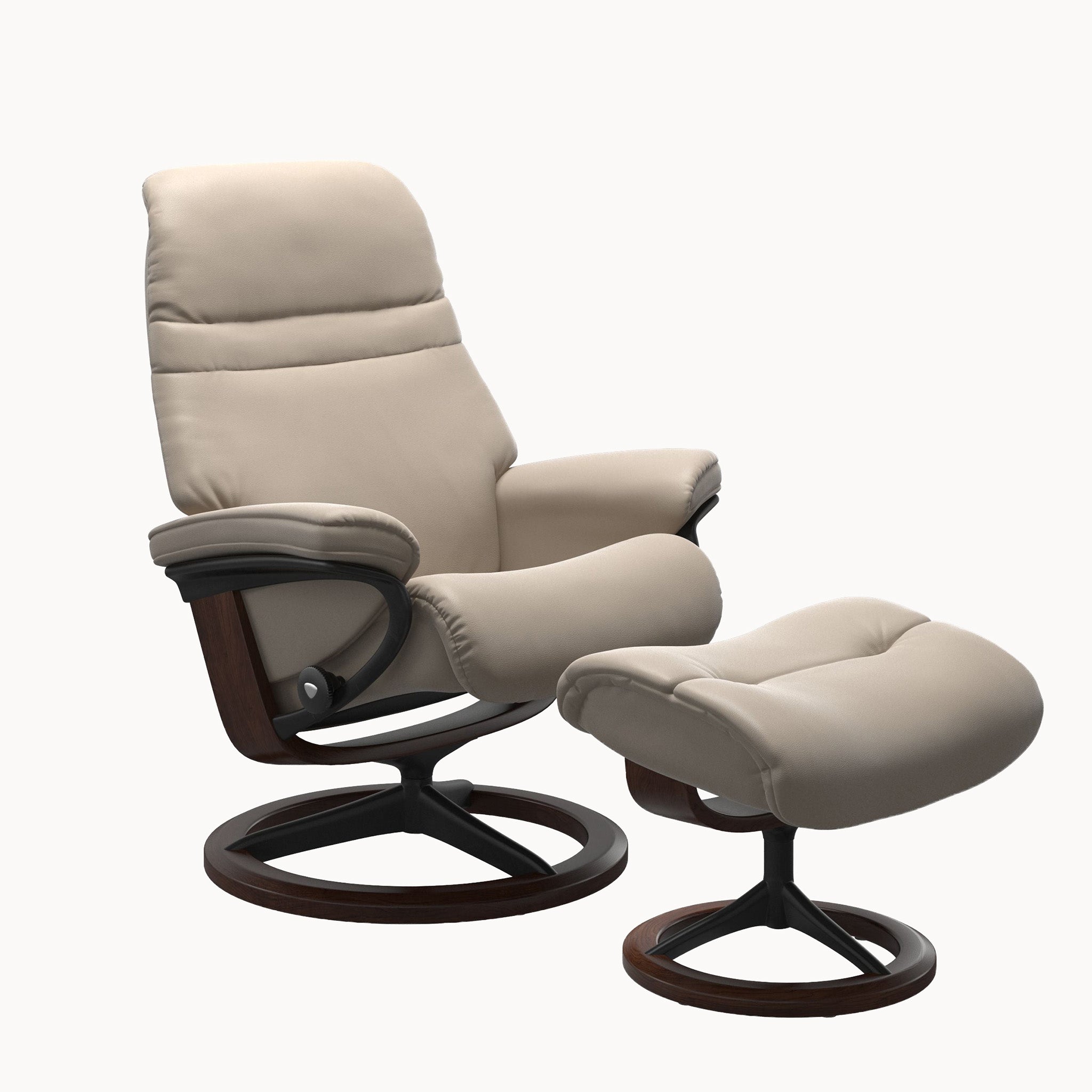Stressless Sunrise Signature Base Chair & Ottoman - Paloma Mushroom
