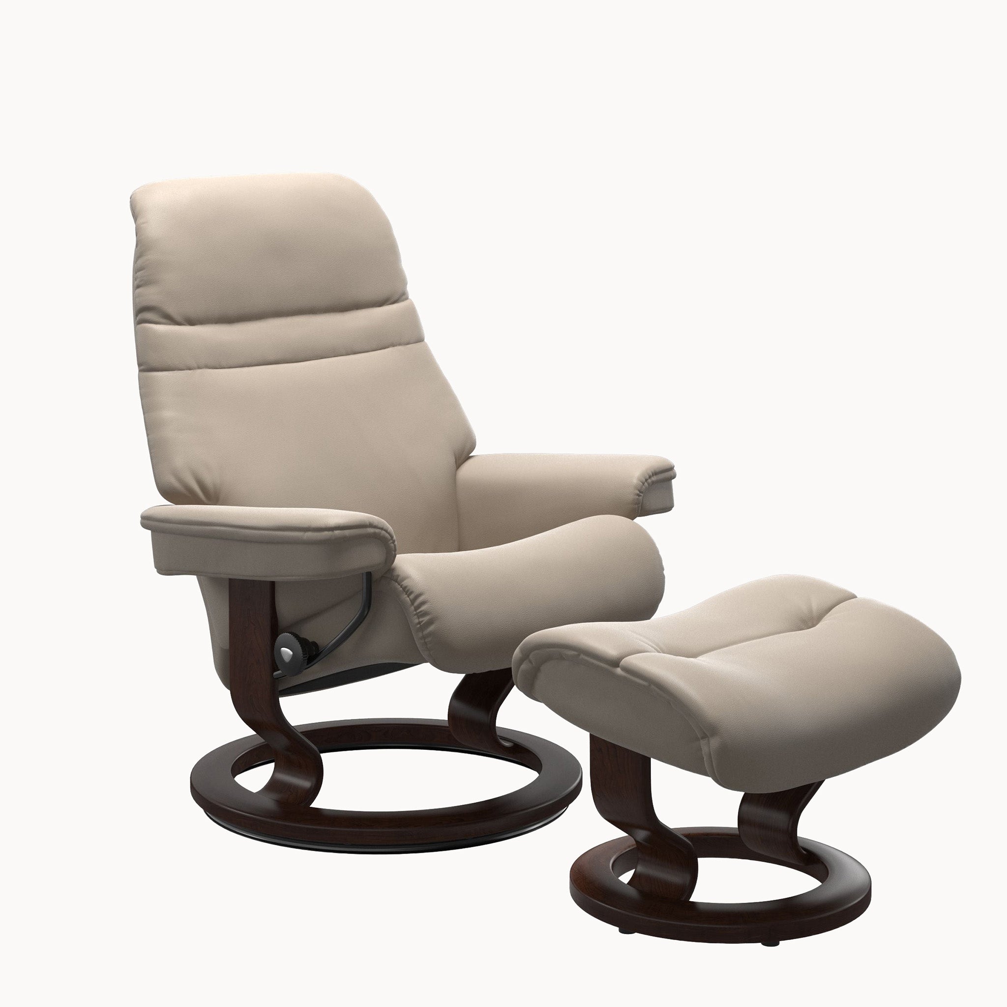 Stressless Sunrise Classic Base Chair & Ottoman - Paloma Mushroom
