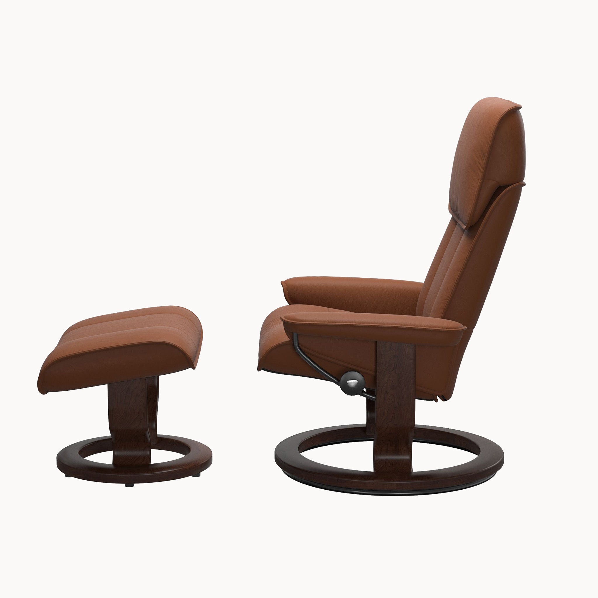 Stressless Admiral Classic Base Chair & Ottoman - Paloma New Cognac