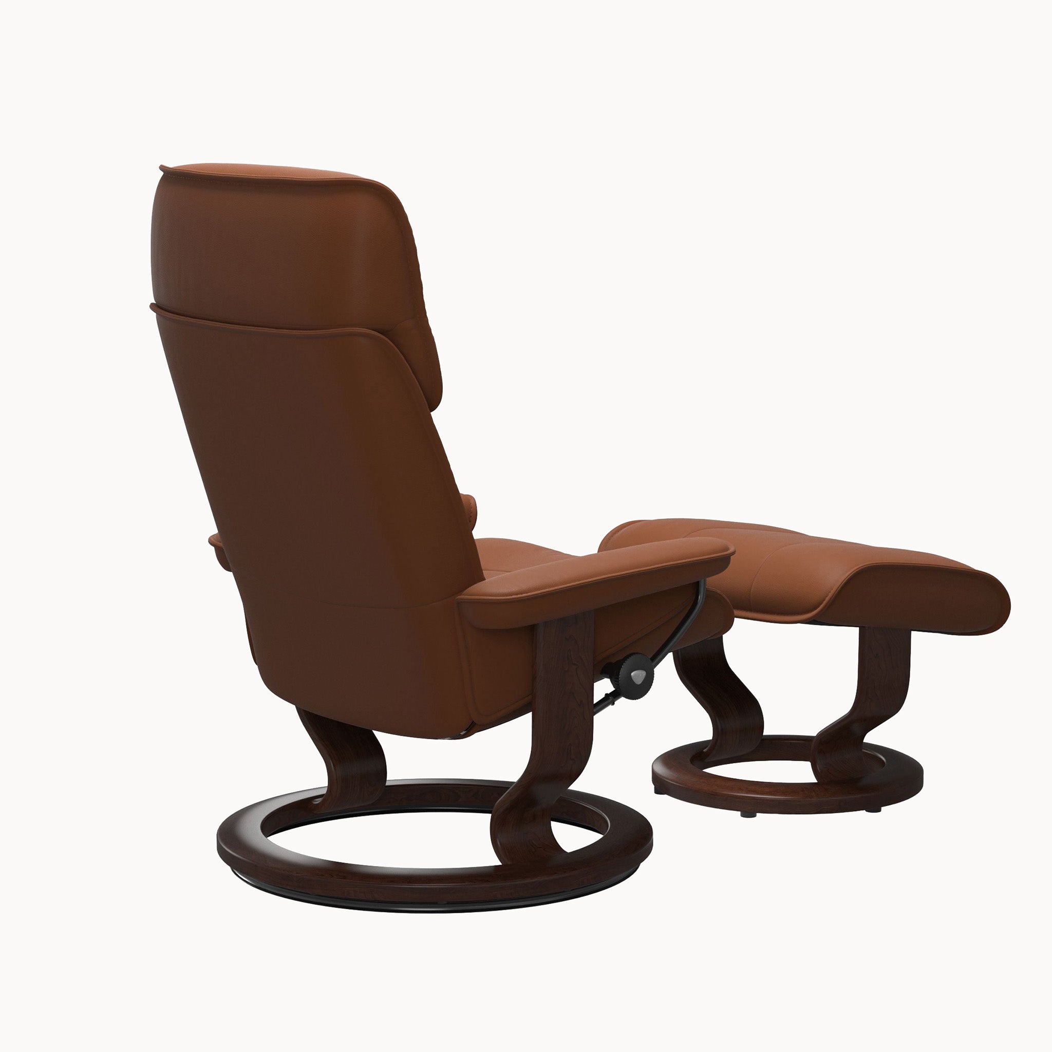 Stressless Admiral Classic Base Chair & Ottoman - Paloma New Cognac