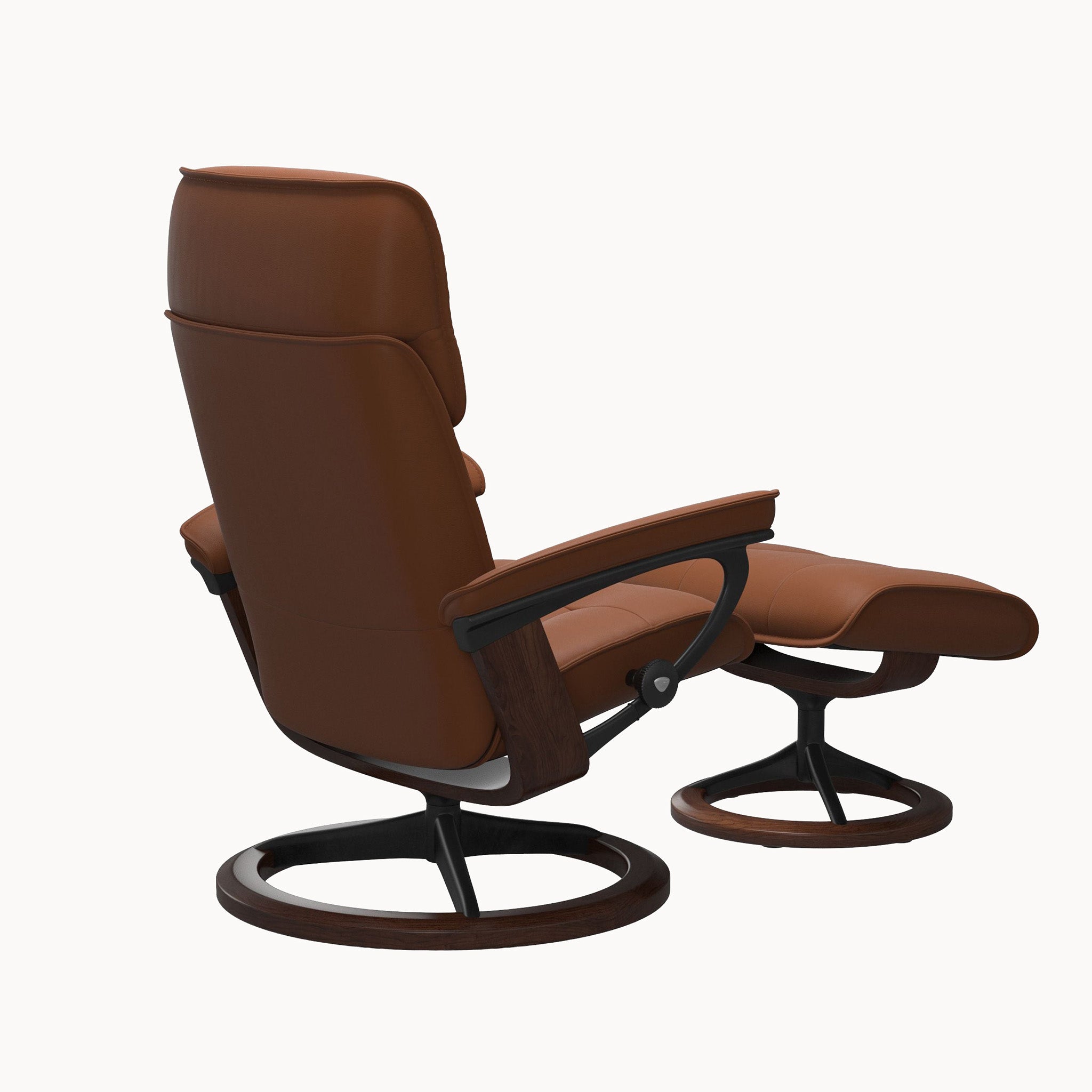 Stressless Admiral Signature Base Chair & Ottoman - Paloma New Cognac