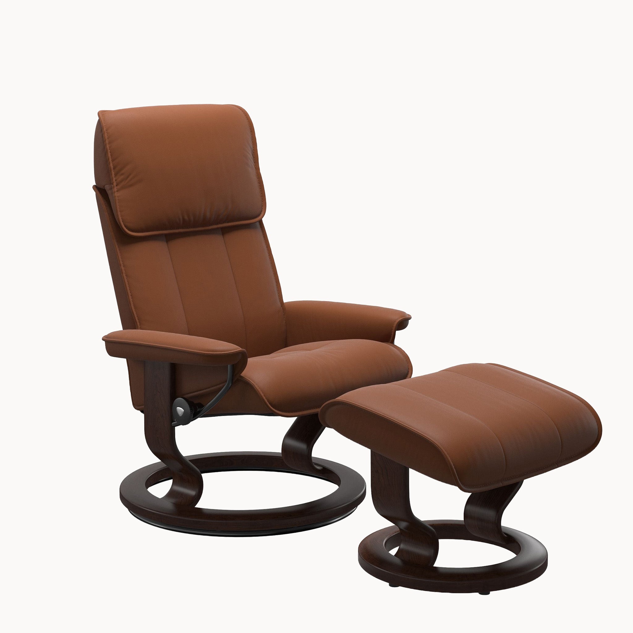 Stressless Admiral Classic Base Chair & Ottoman - Paloma New Cognac