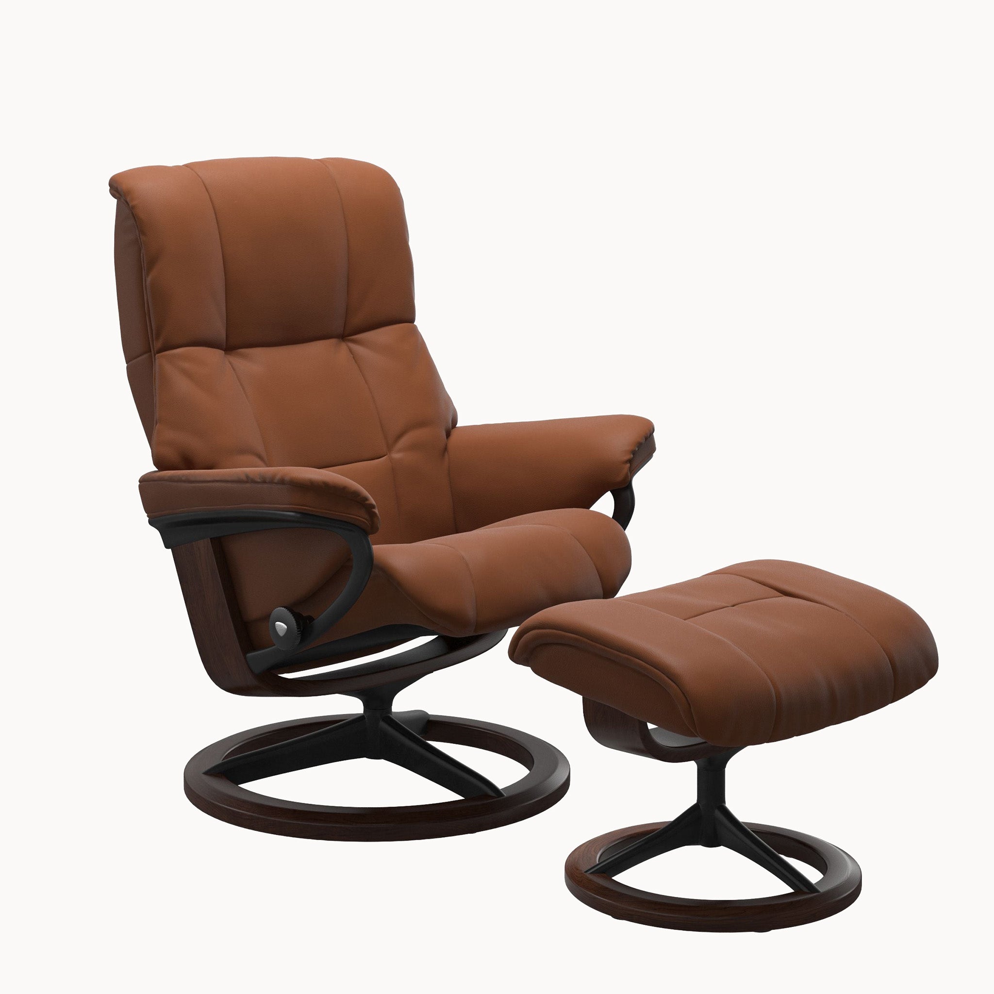 Stressless Mayfair Signature Base Chair & Ottoman - Paloma New Cognac