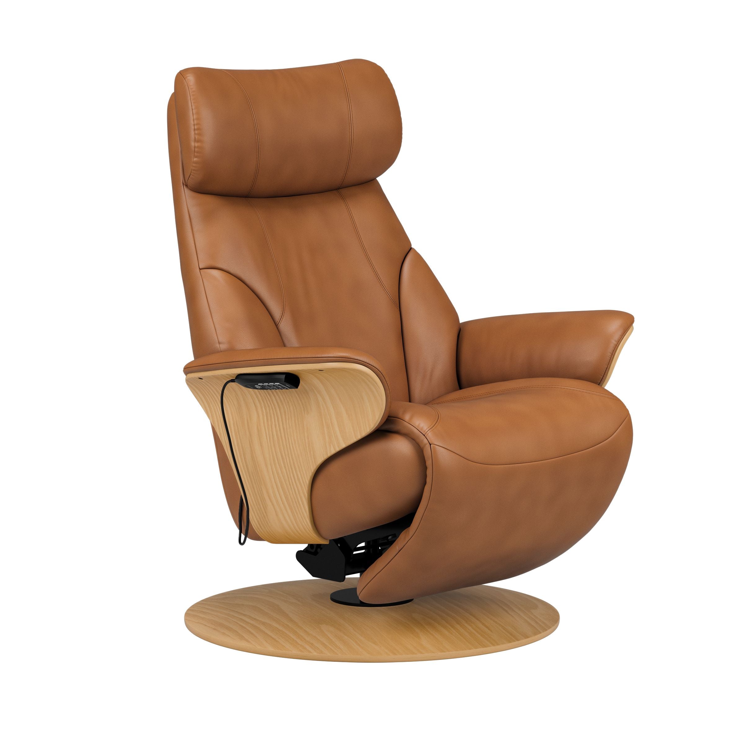 Stressless Adam Wood Disc Recliner — Paloma New Cognac