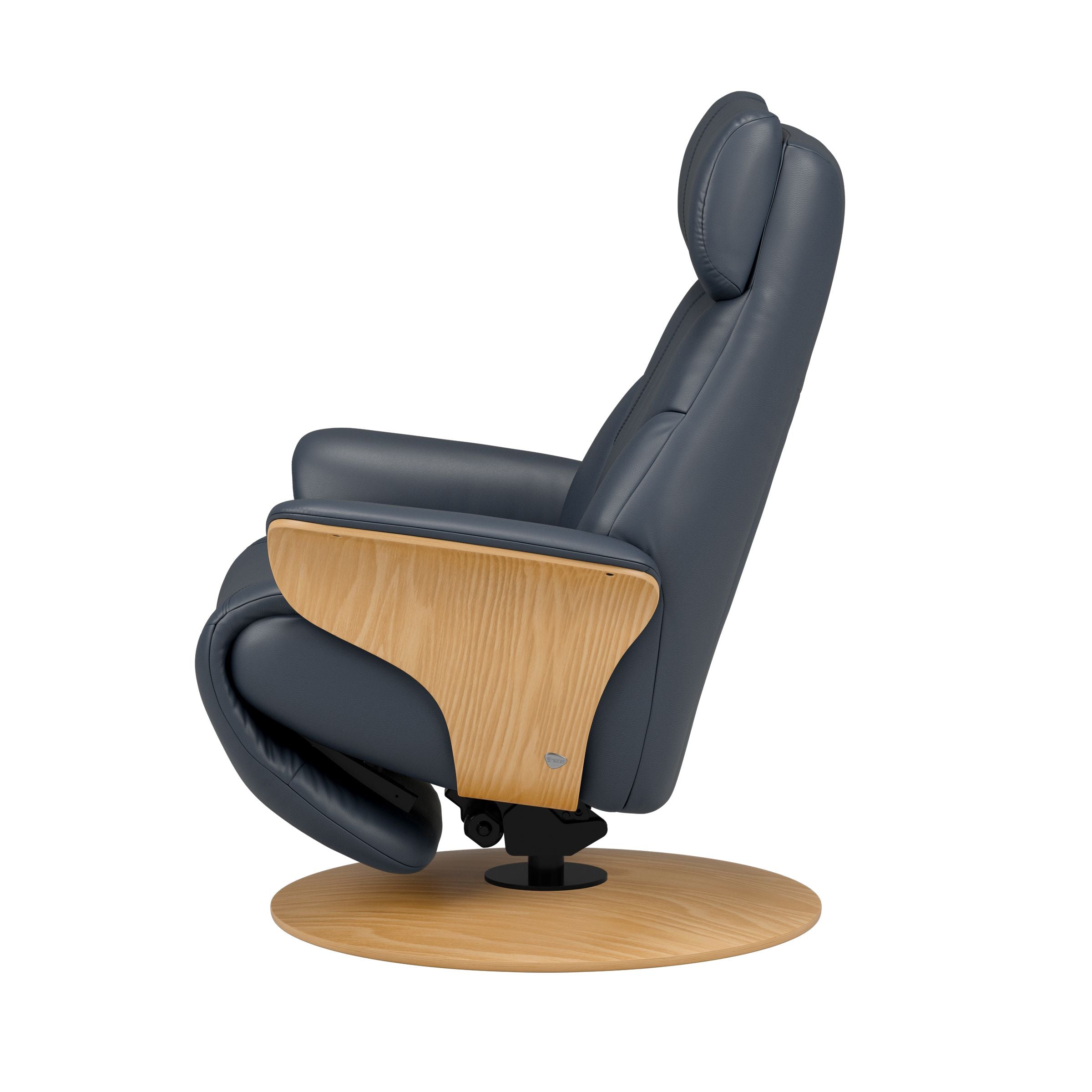 Stressless Adam Wood Disc Recliner — Paloma Oxford Blue