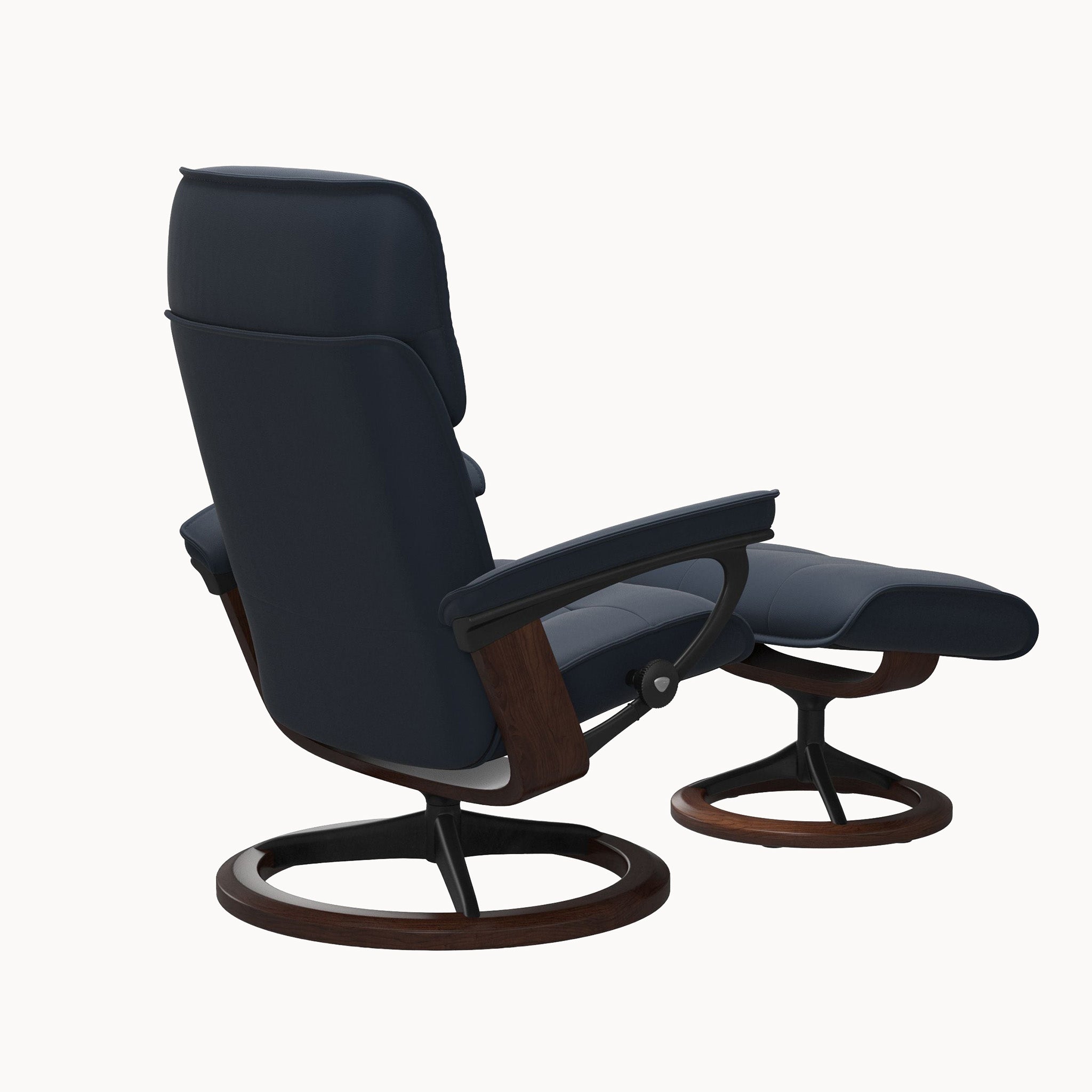 Stressless Admiral Signature Base Chair & Ottoman - Paloma Oxford Blue